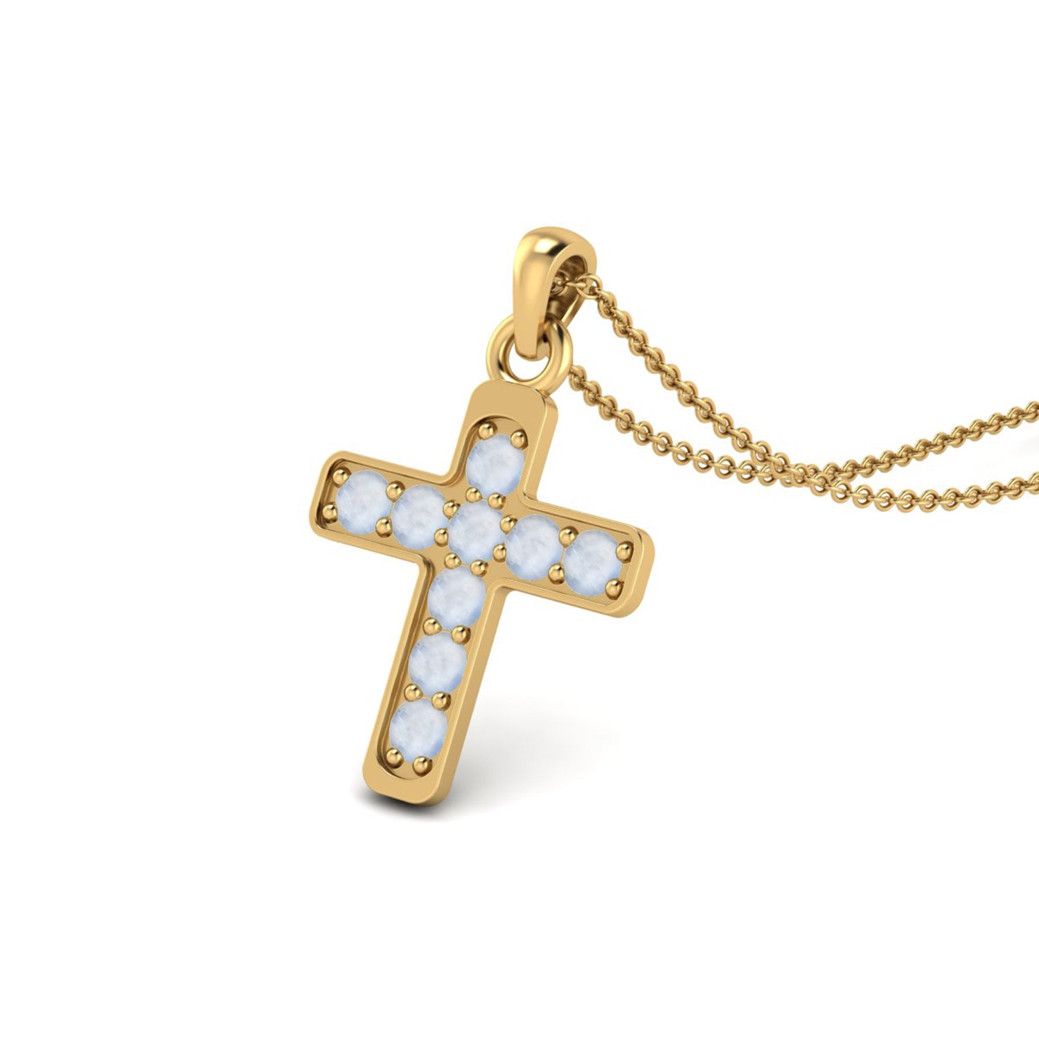 Moonstone Religious Cross Pendant -Sterling Silver