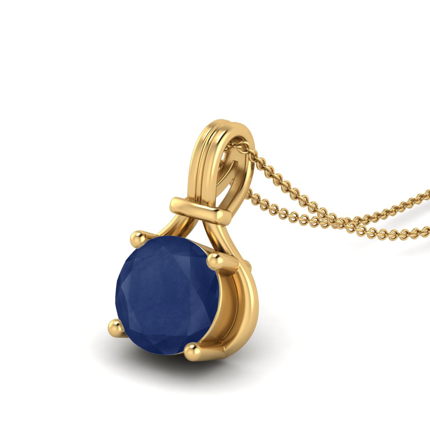 Blue Sapphire Solitaire Necklace – 9K Yellow Gold