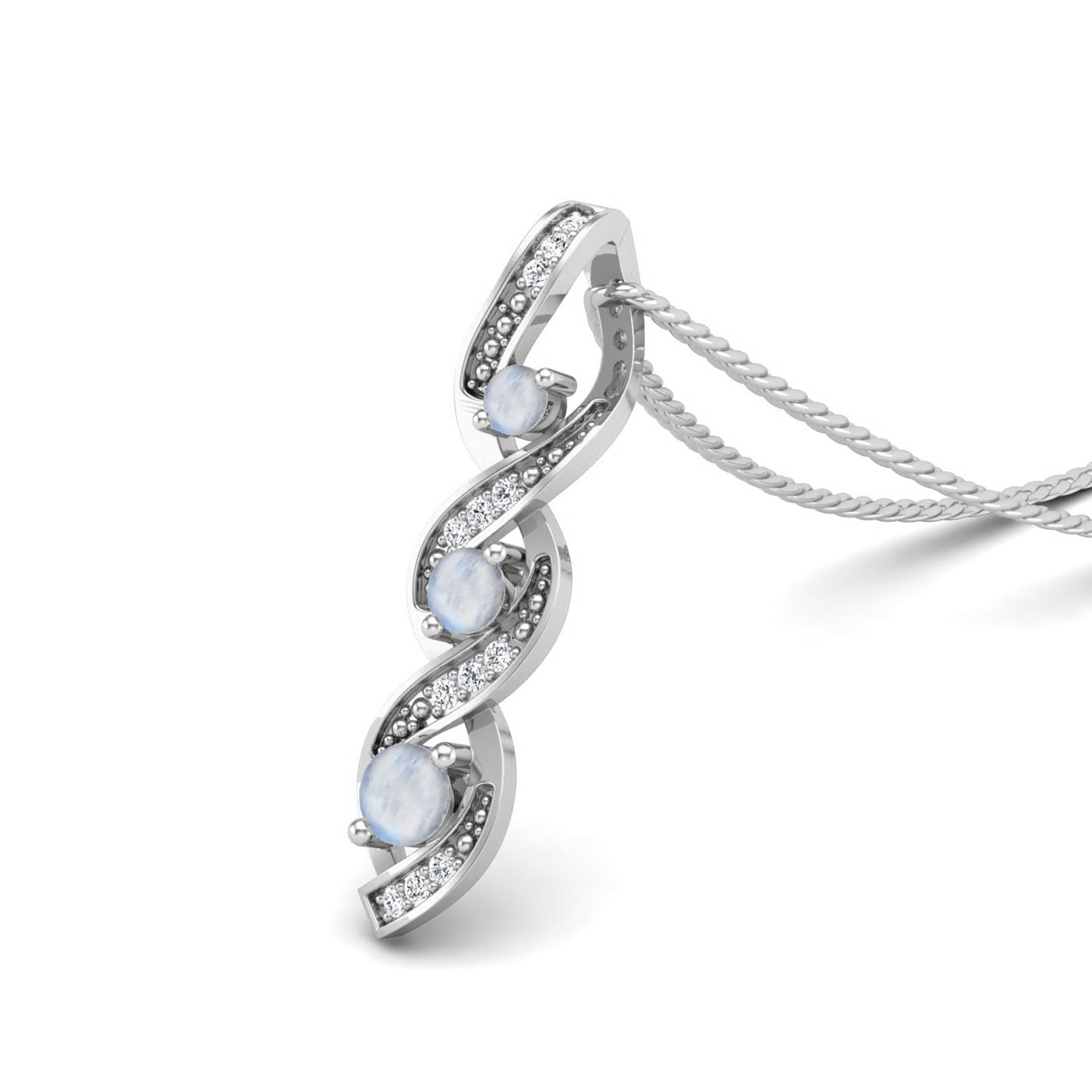 Moonstone Spiral Pendant - Sterling Silver