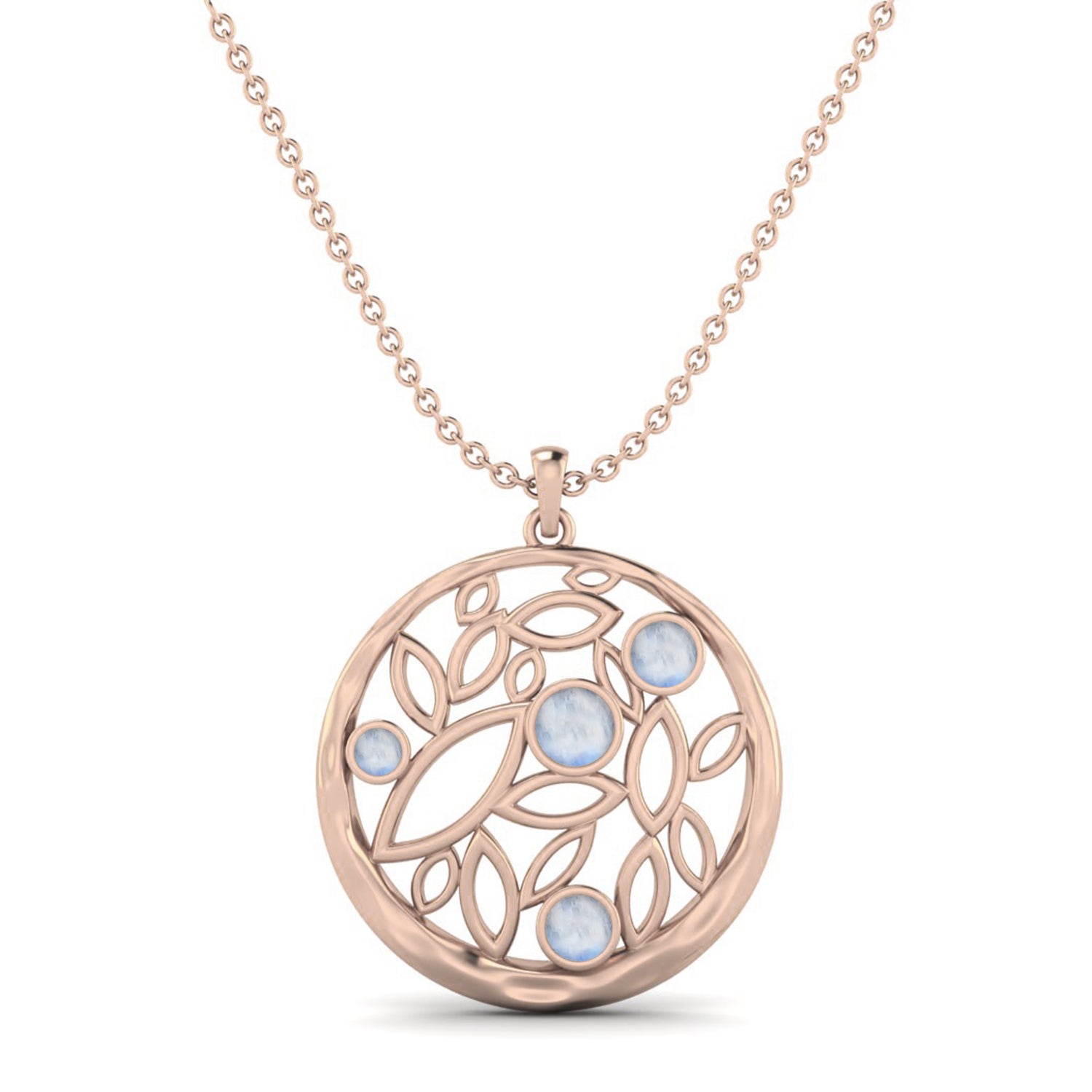 Moonstone 0.95 Ct Round Nature-Inspired Necklace –  14K Yellow Gold