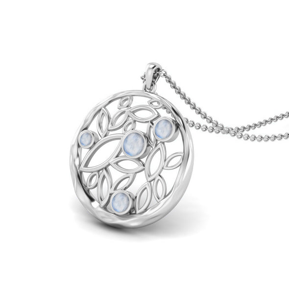 Round Filigree Pendant Necklace For Women 925 Sterling Silver Chain Wedding Necklace