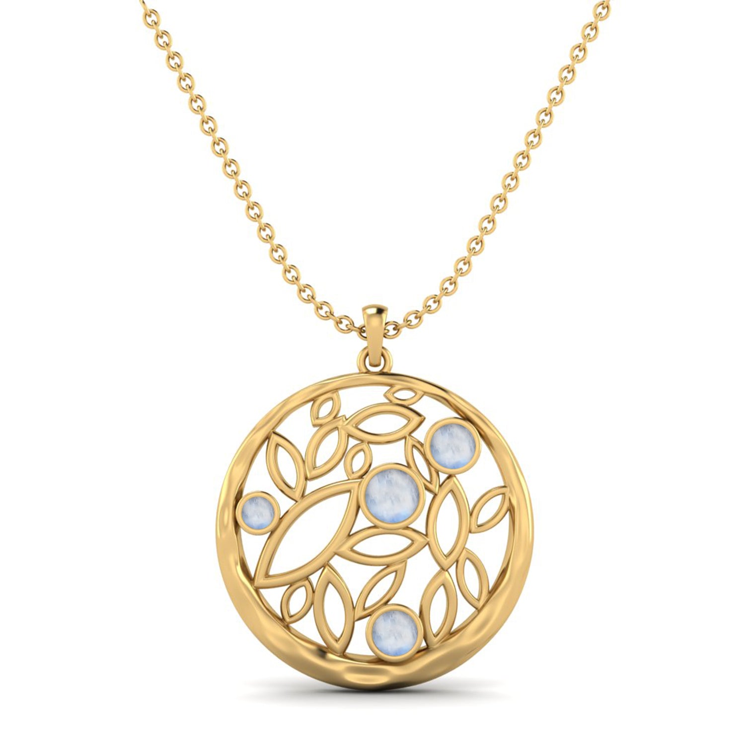 Moonstone 0.95 Ct Round Nature-Inspired Necklace –  14K Yellow Gold