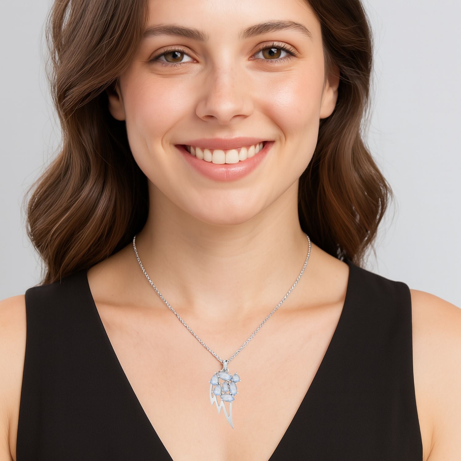 Marquise Cut Moonstone Pendant - Sterling Silver