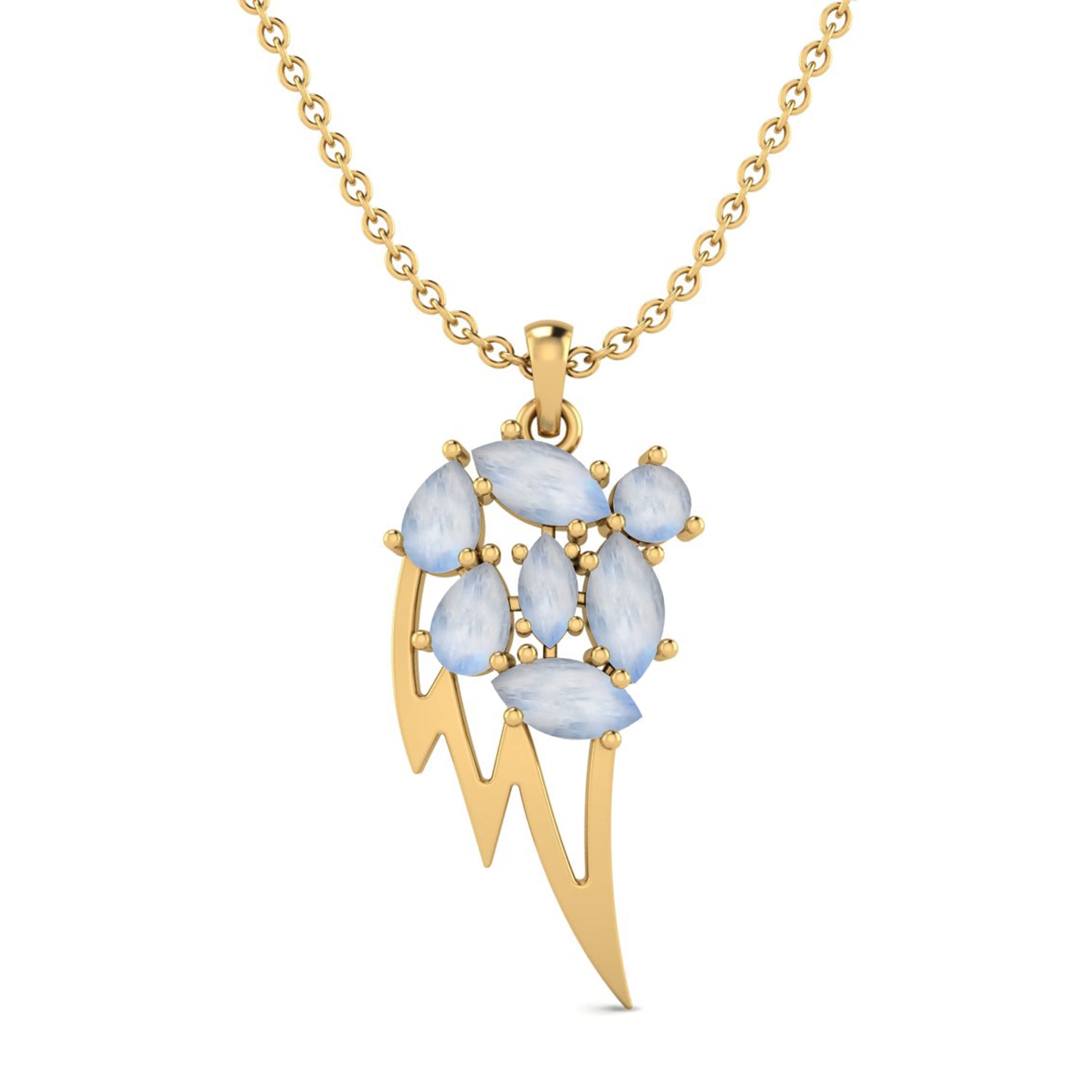 Marquise Cut Moonstone Pendant - Sterling Silver