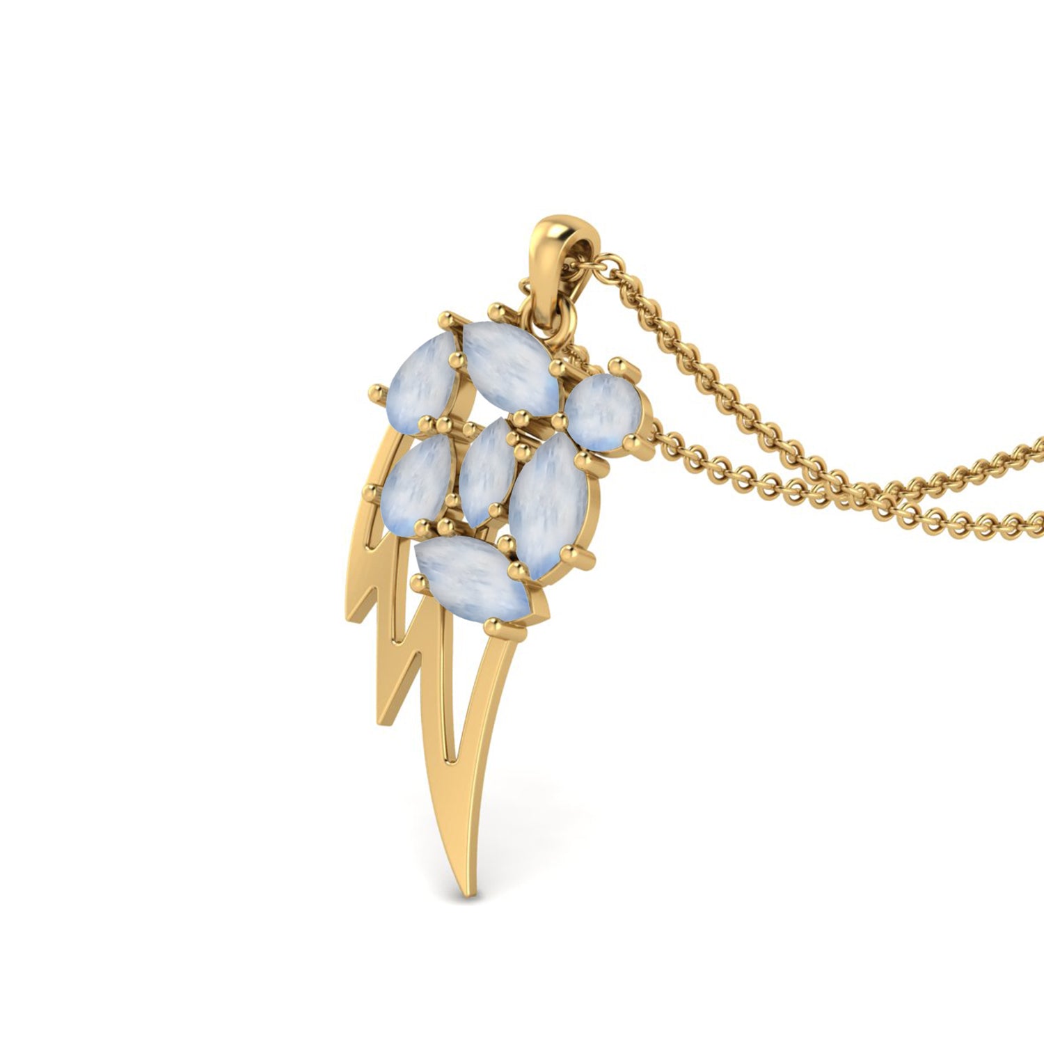 Marquise Cut Moonstone Pendant - Sterling Silver