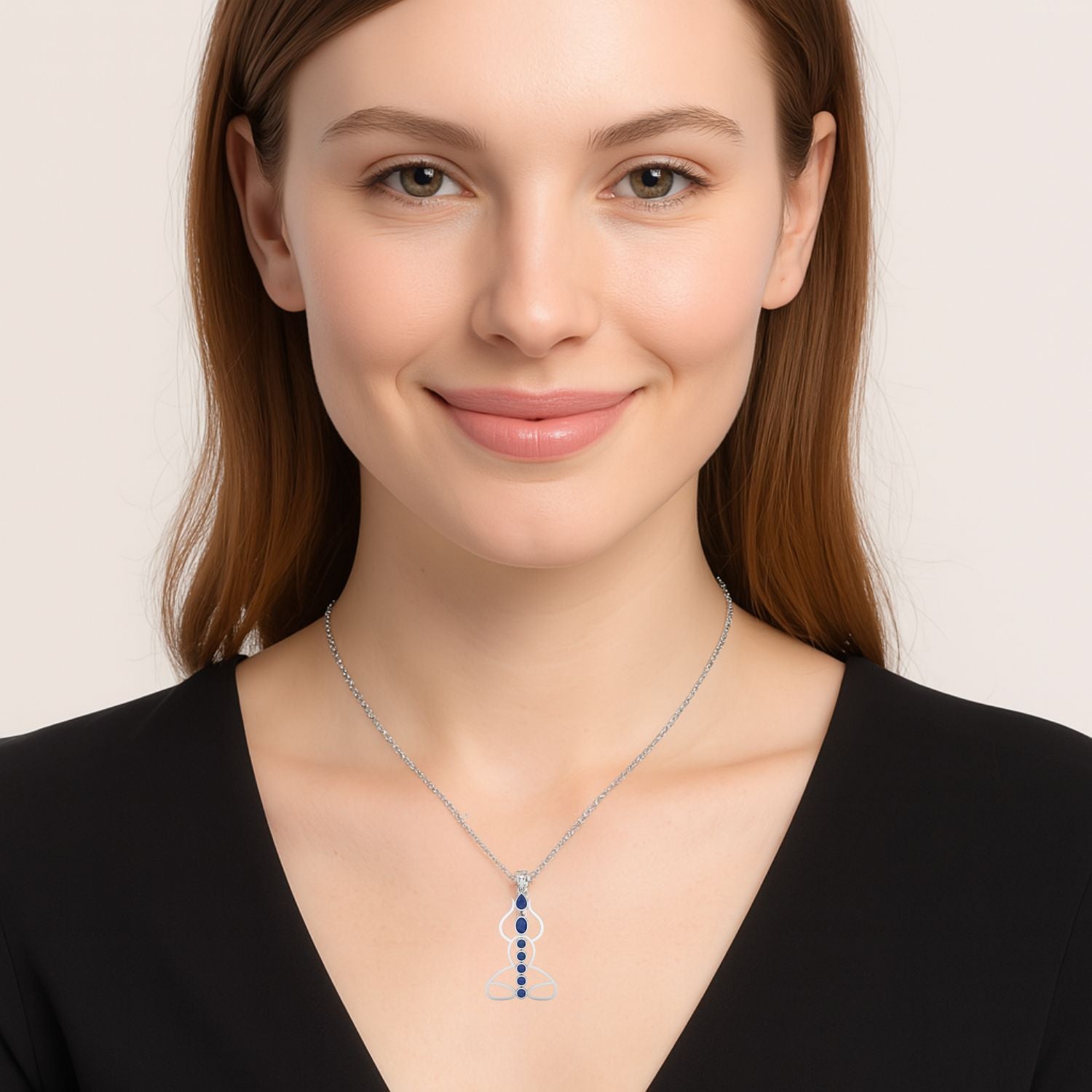 Blue Sapphire Yoga Chakra Pendant - Sterling Silver