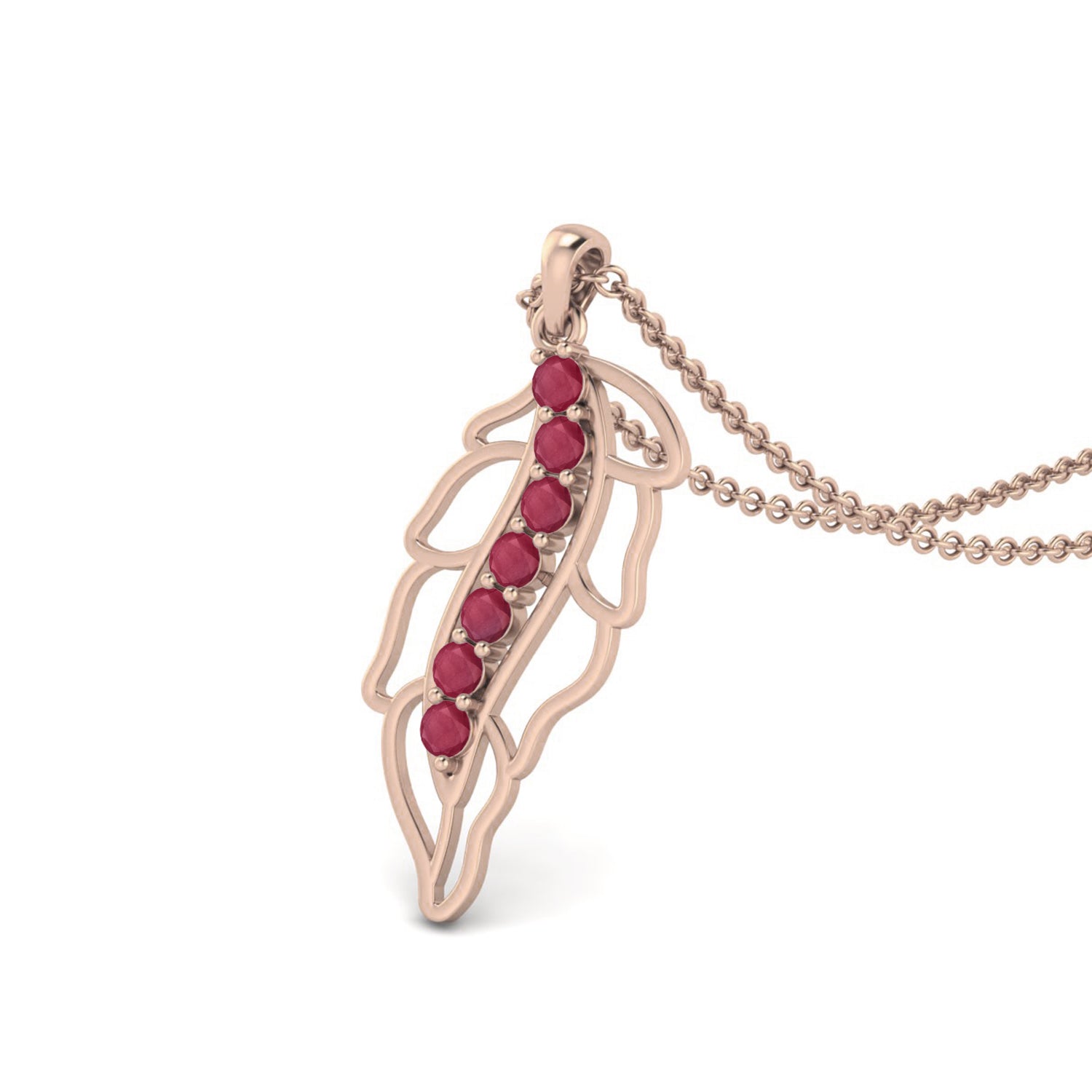 Ruby 1.05 Ct Round Leaf Vine Nature Necklace – 14k Yellow Gold