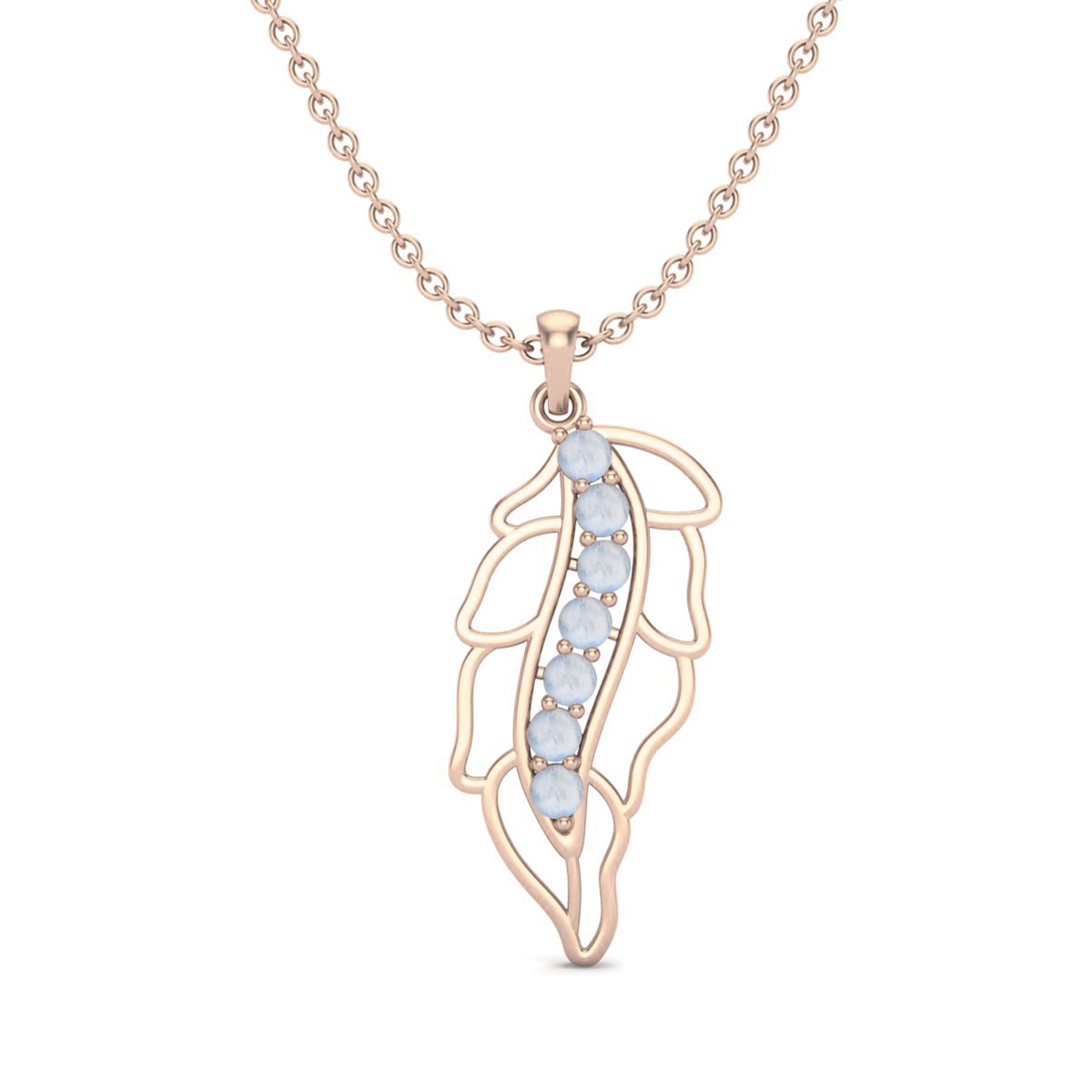 Moonstone Feather Pendant - Sterling Silver