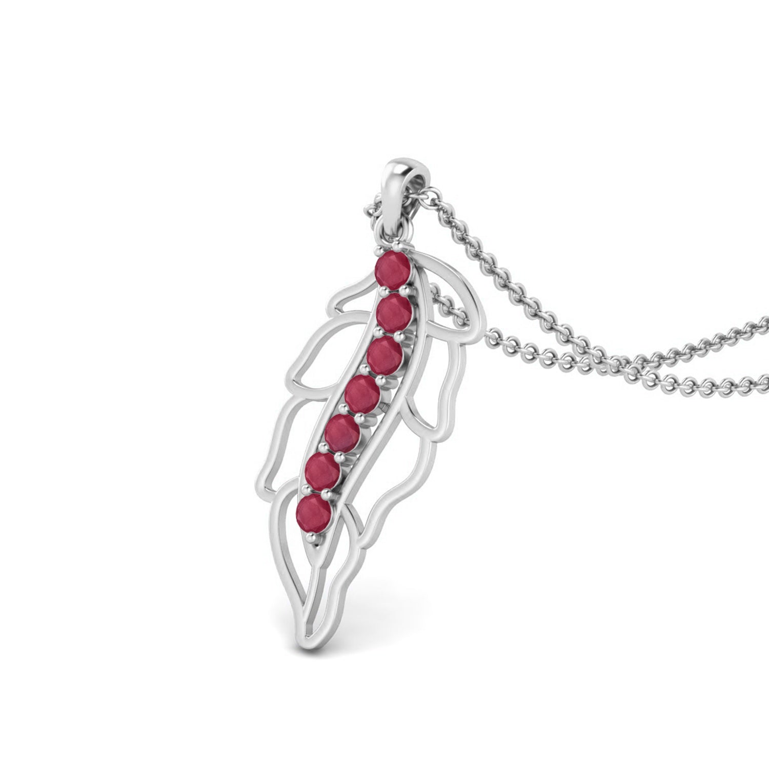 Ruby 1.05 Ct Round Leaf Vine Nature Necklace – 14k Yellow Gold