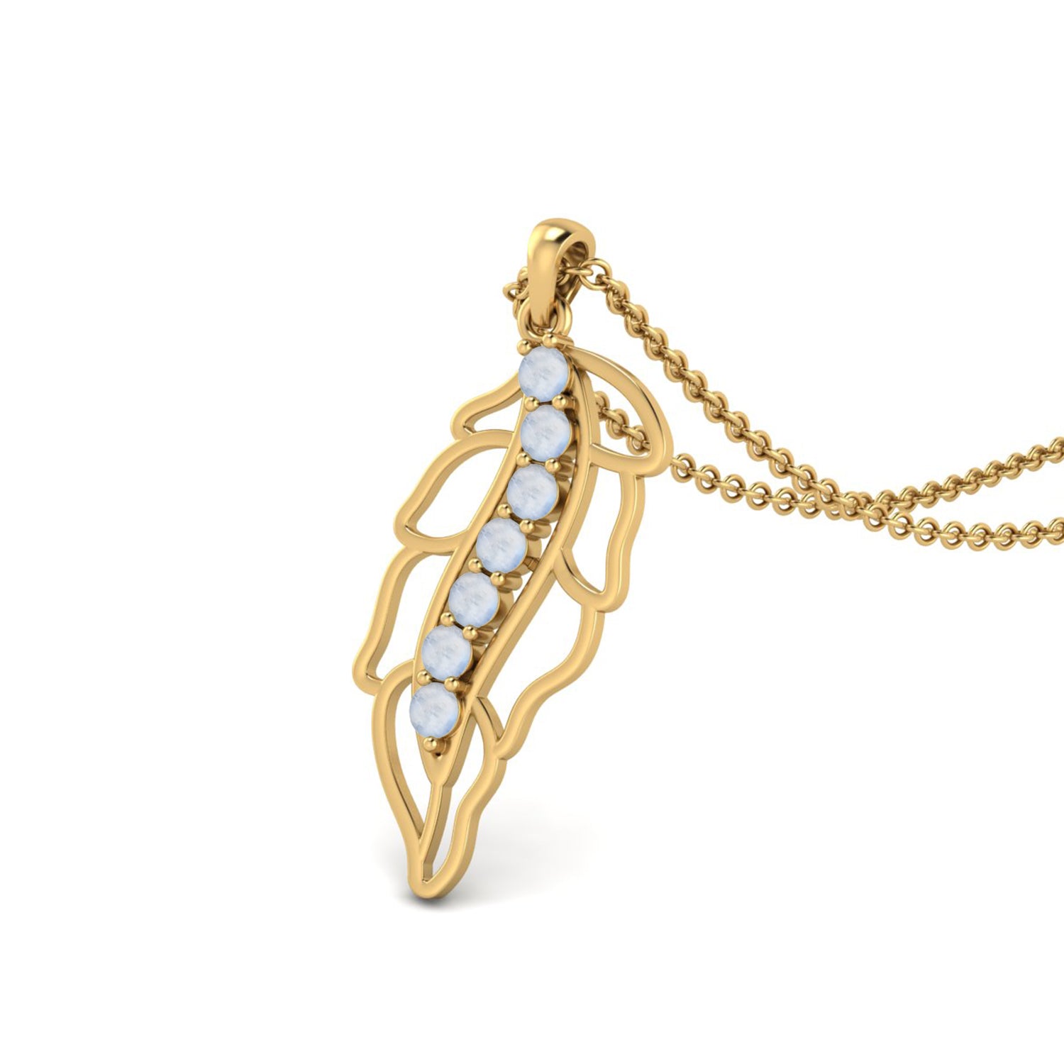 Moonstone Feather Pendant - Sterling Silver
