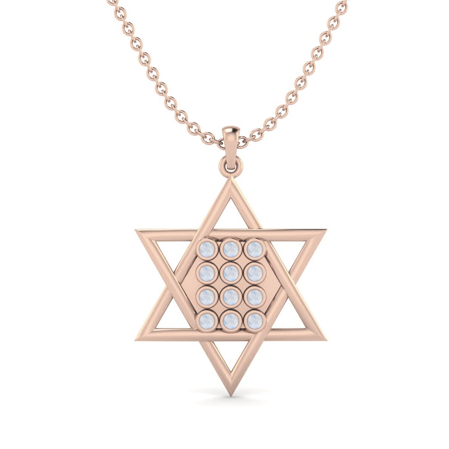 Moonstone Star of David Pendant - Sterling Silver