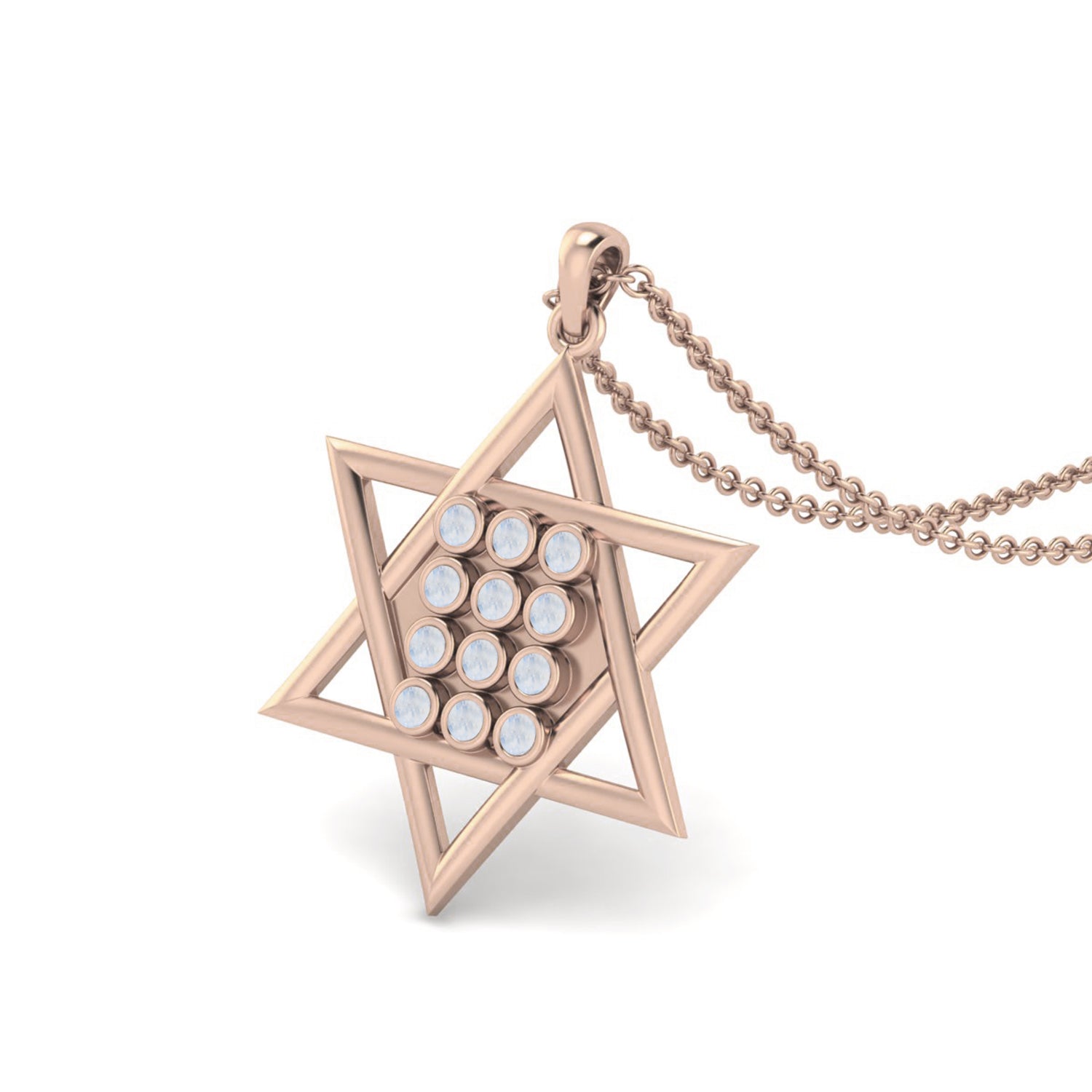 Moonstone Star of David Pendant - Sterling Silver