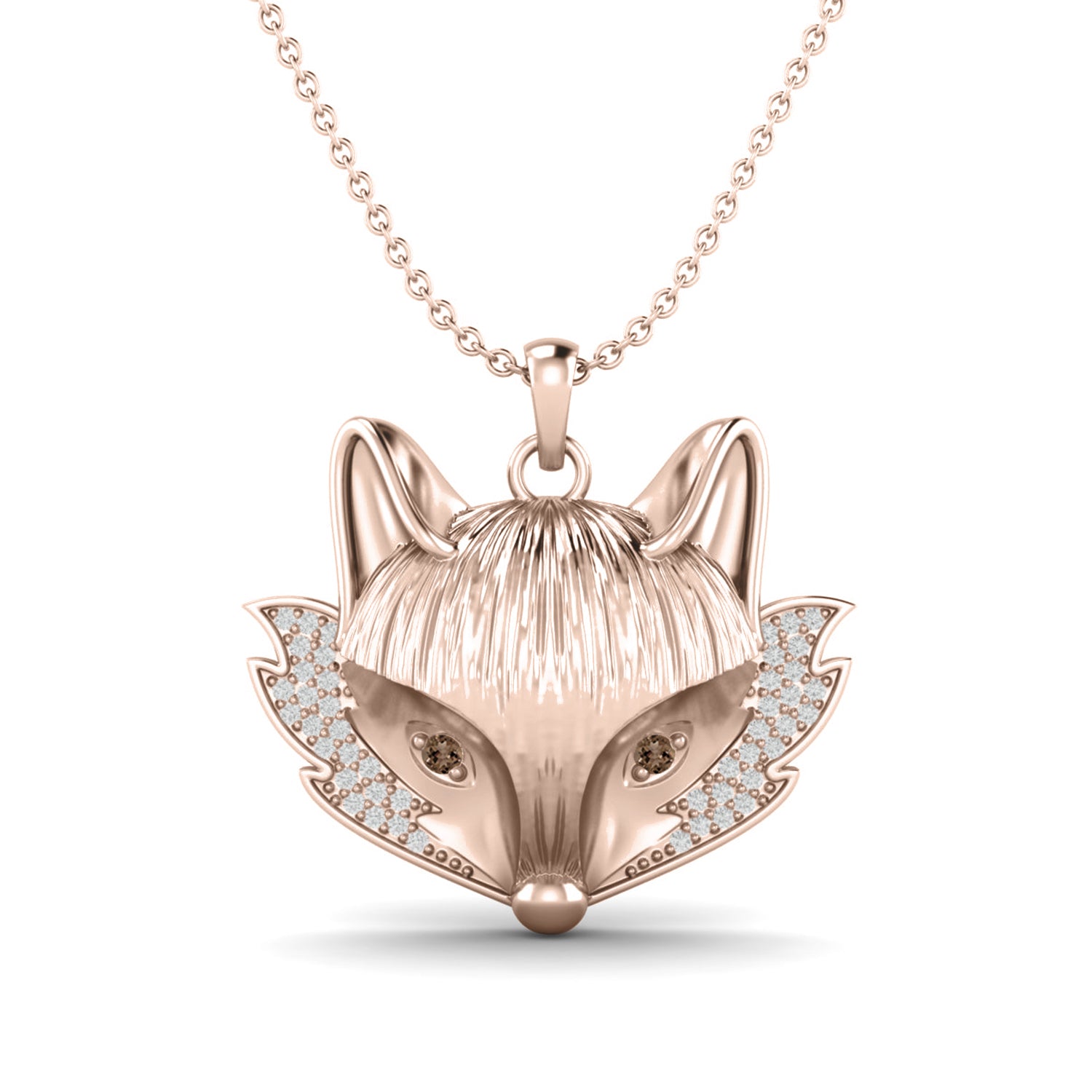 Fox Face Smoky Quartz Pendant - Sterling Silver
