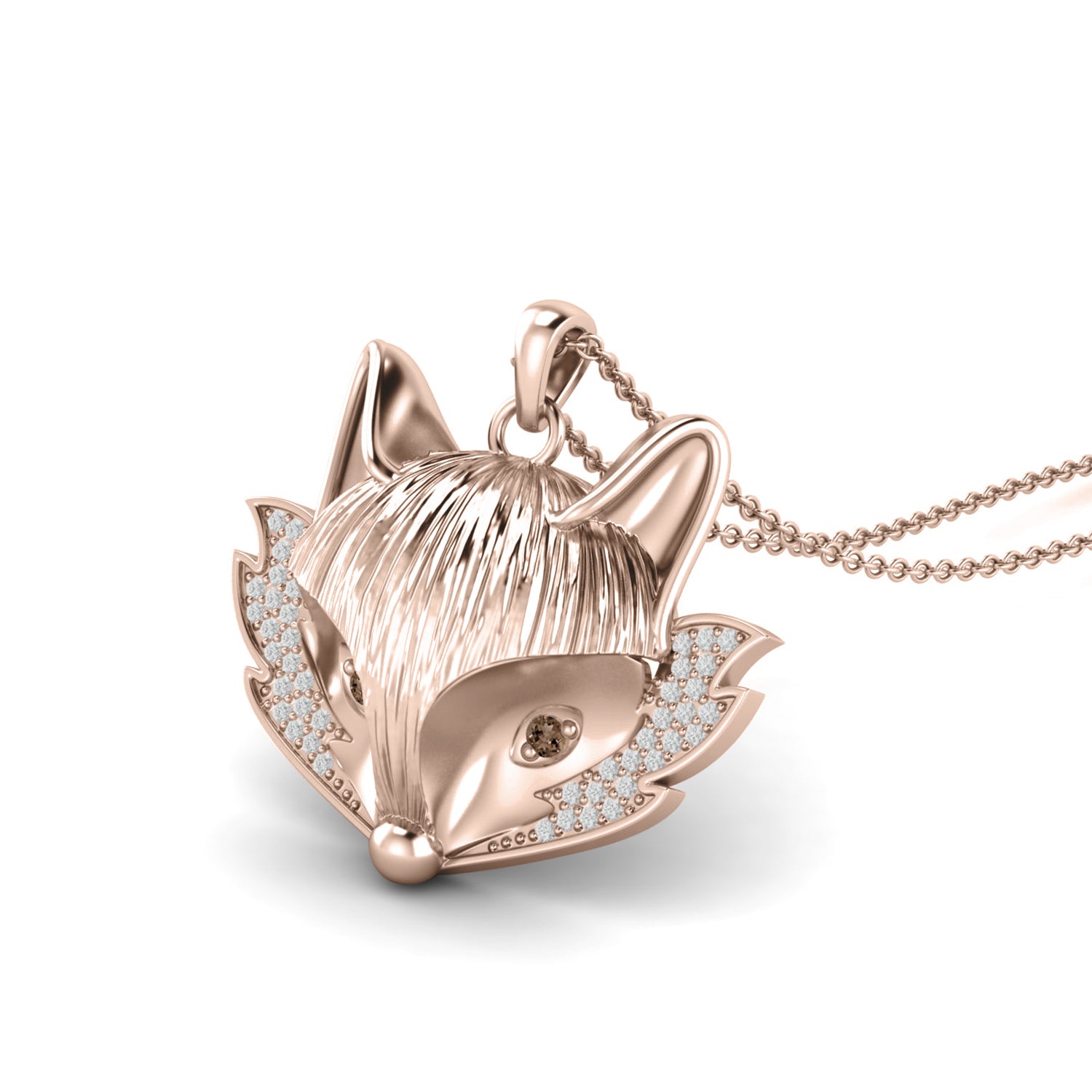 Fox Face Smoky Quartz Pendant - Sterling Silver