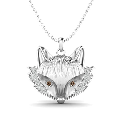 925 Sterling Silver Necklace For Women Unique Fox Animal Charm Pendant Wedding Gift