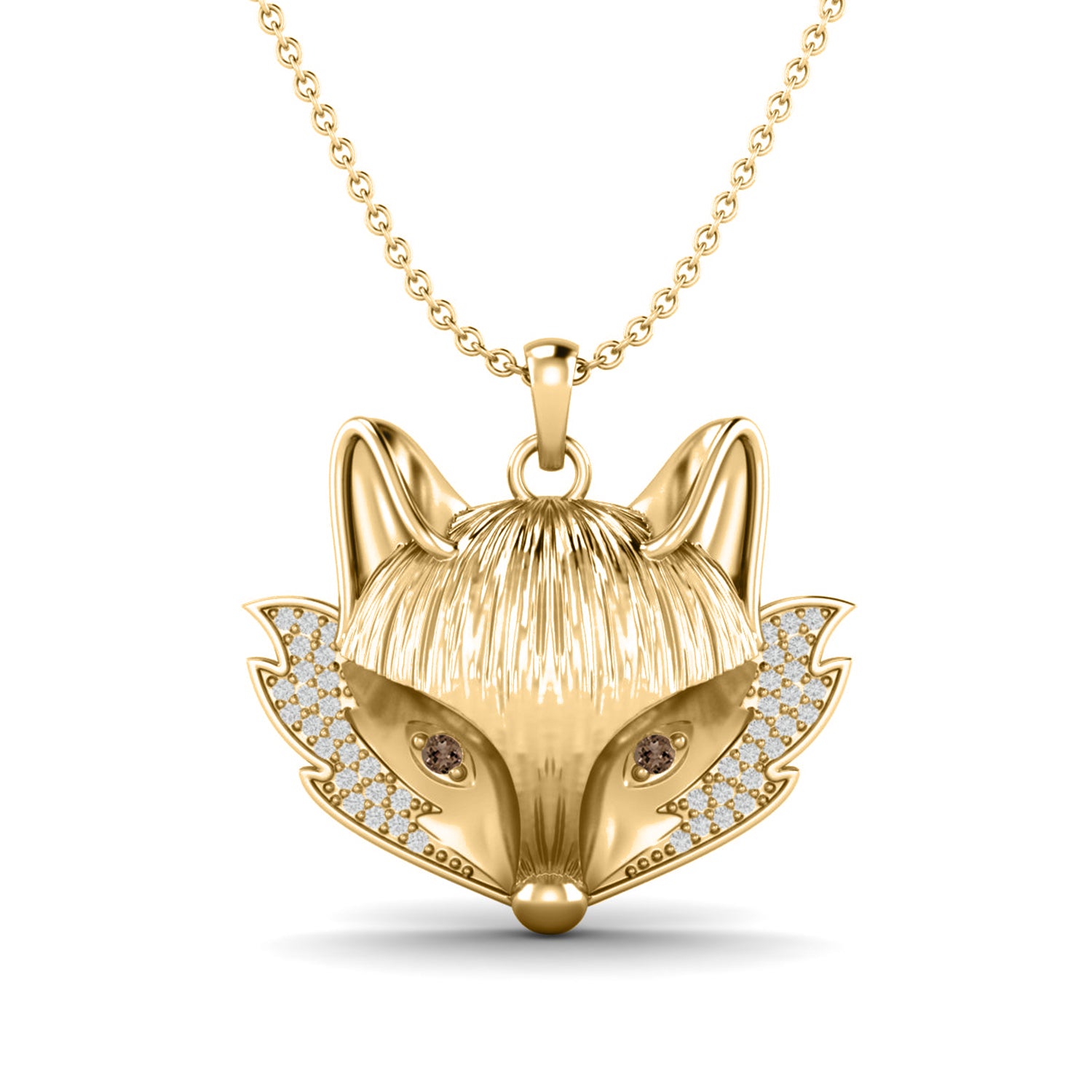 Fox Face Smoky Quartz Pendant - Sterling Silver