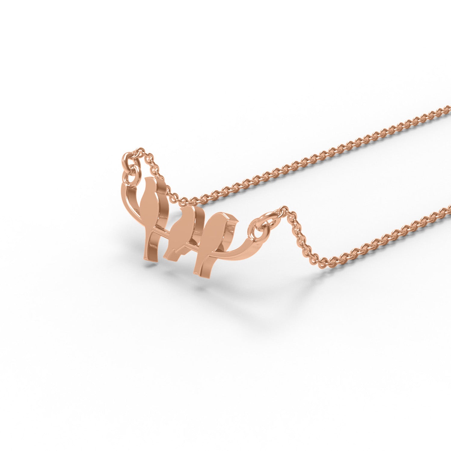 Birds on Branch Pendant Necklace - Sterling Silver