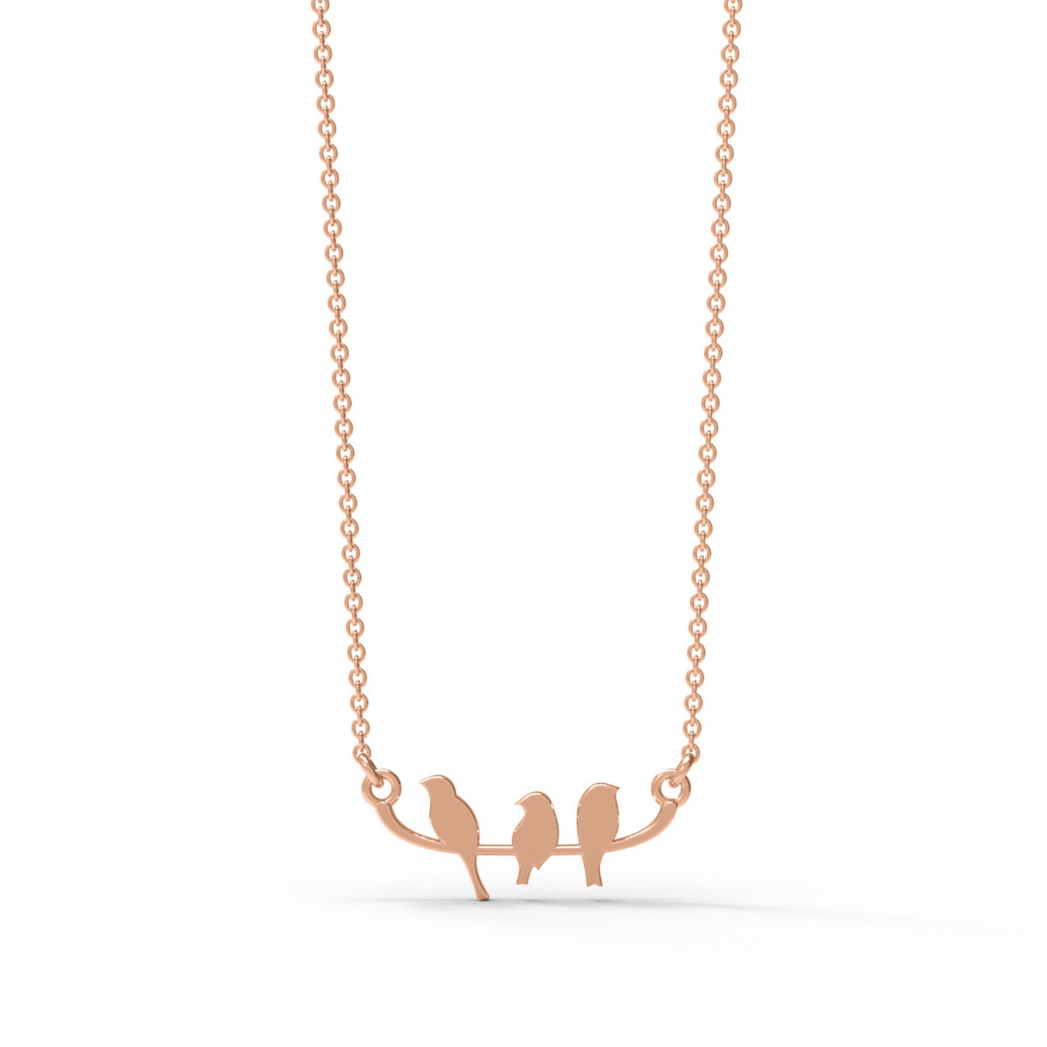 Birds on Branch Pendant Necklace - Sterling Silver