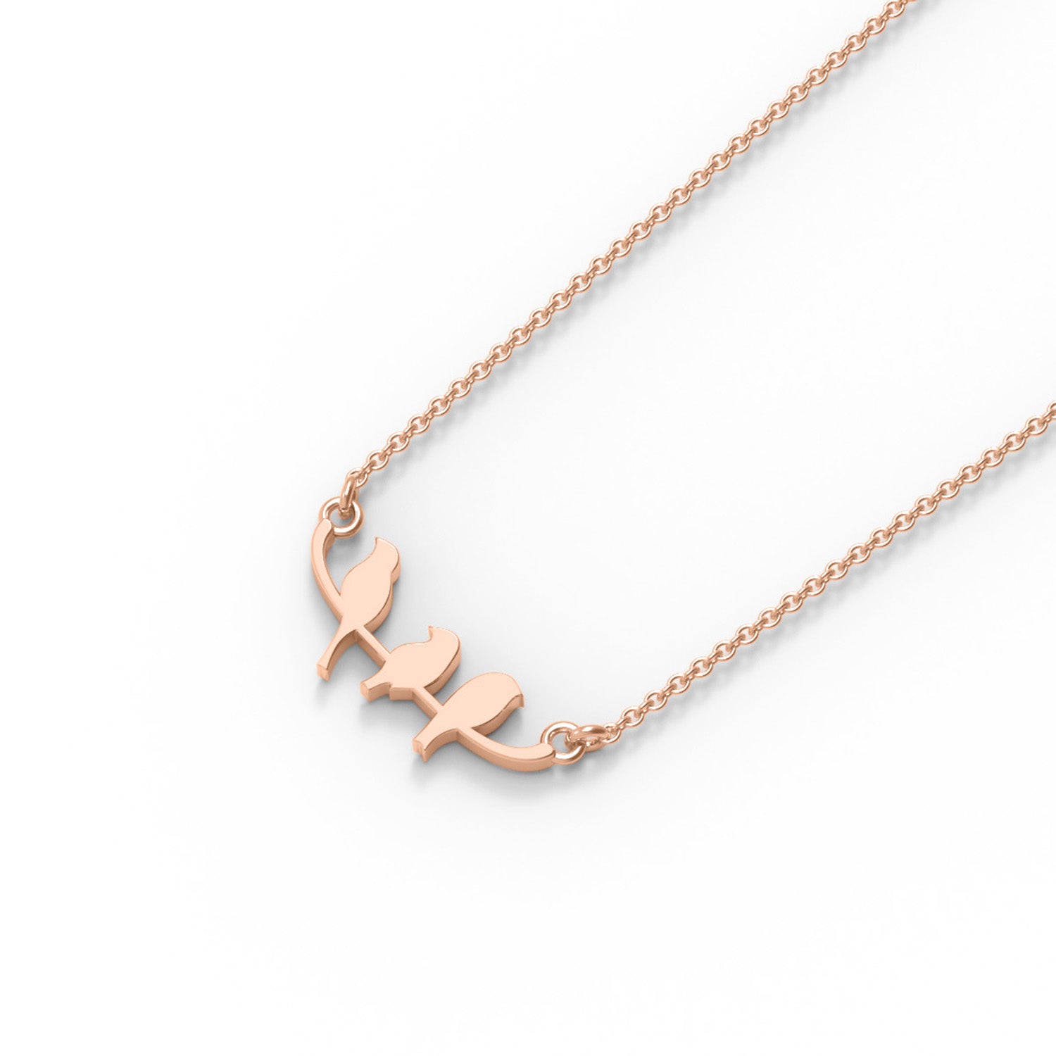 Birds on Branch Pendant Necklace - Sterling Silver