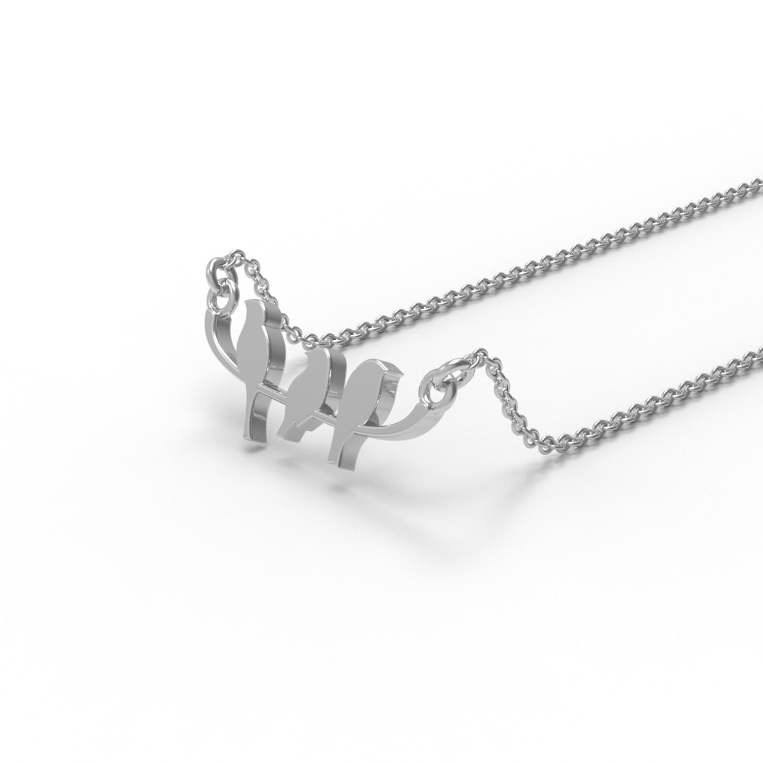 Birds on Branch Pendant Necklace - Sterling Silver