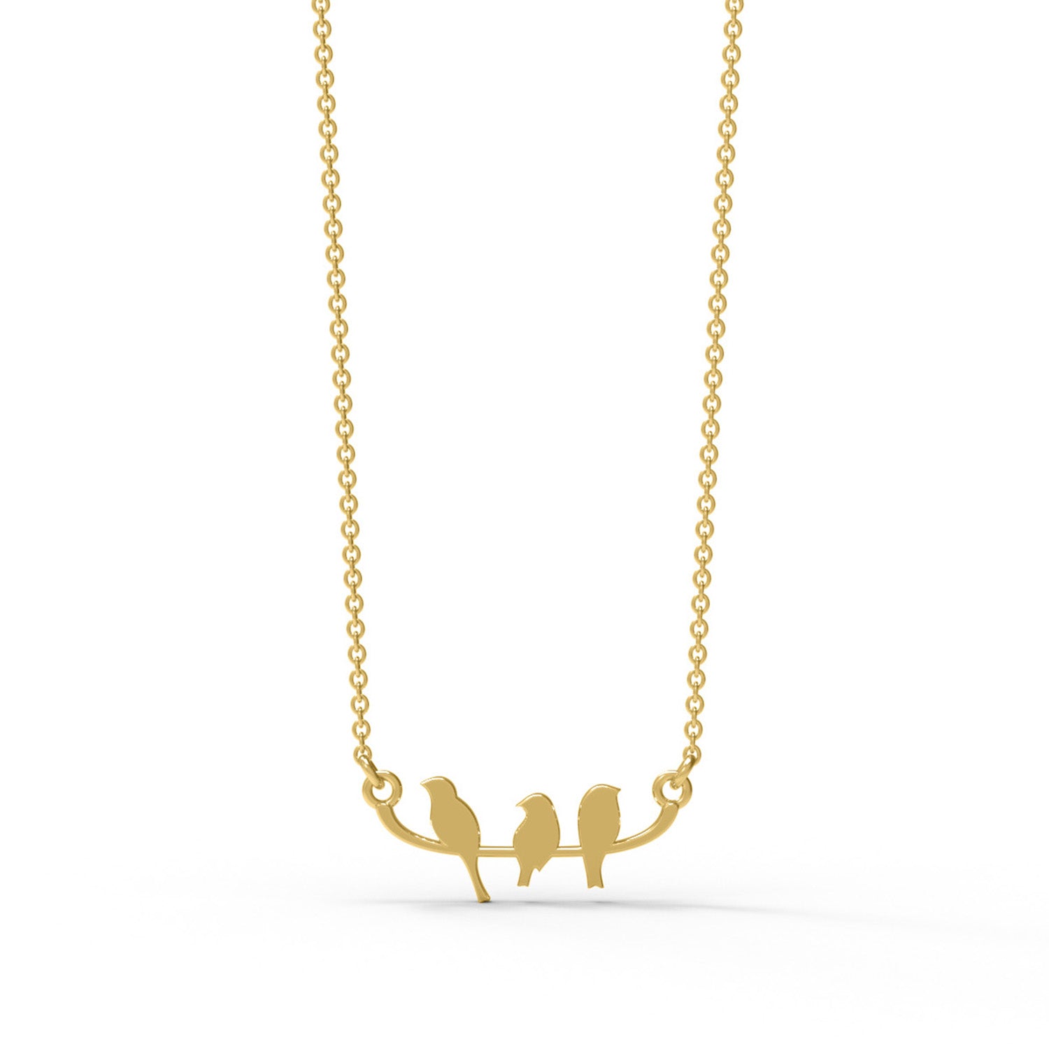 Birds on Branch Pendant Necklace - Sterling Silver