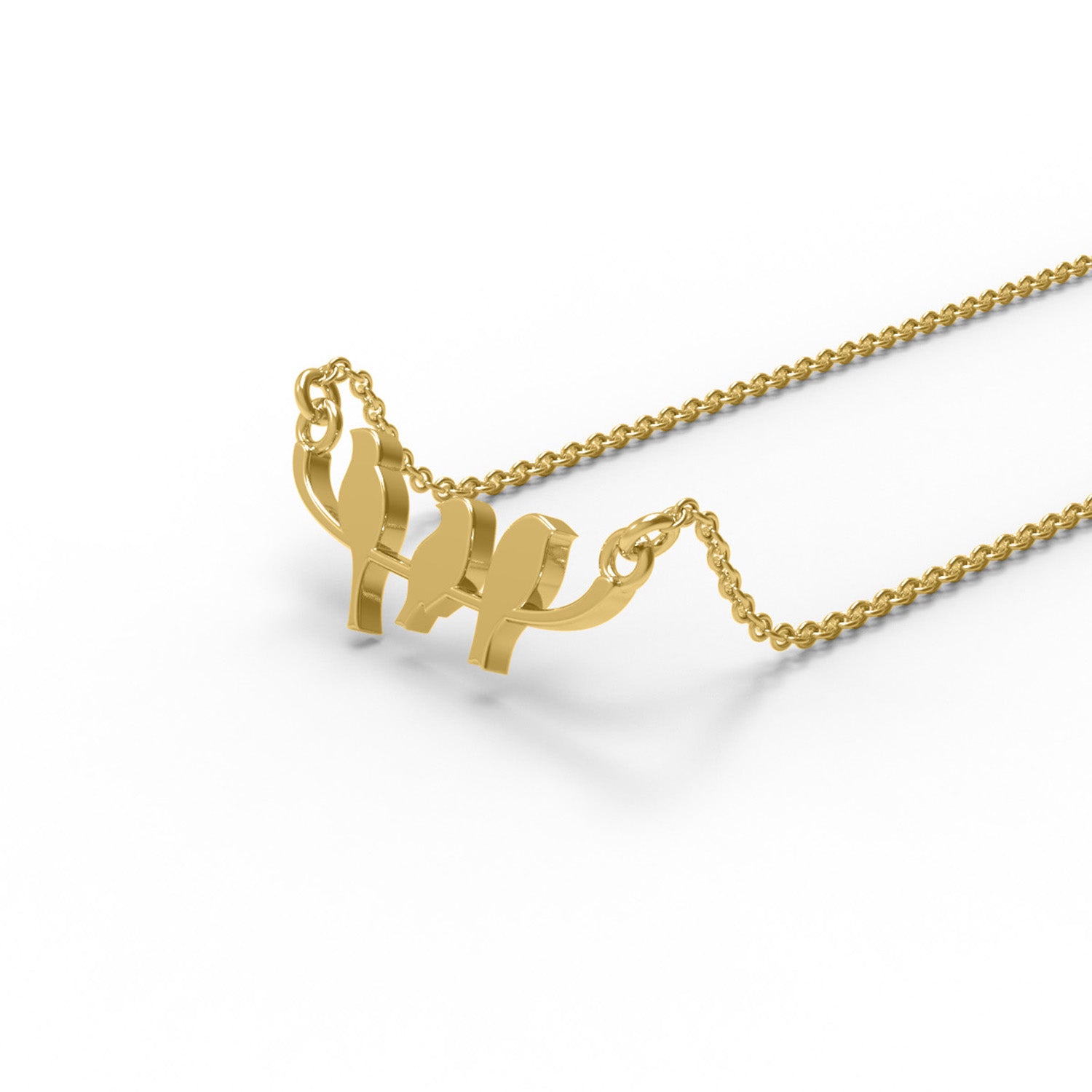 Birds on Branch Pendant Necklace - Sterling Silver
