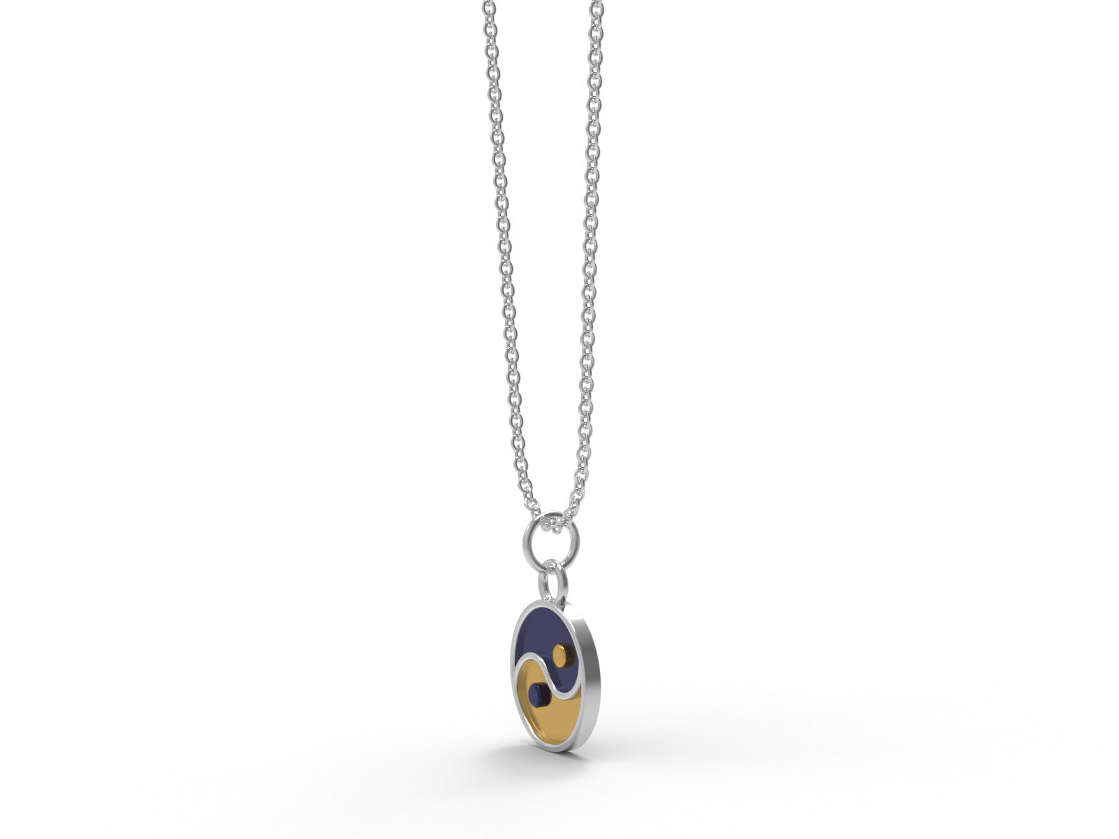 Yin Yang Enamel Symbolic Harmony Necklace - Sterling Silver
