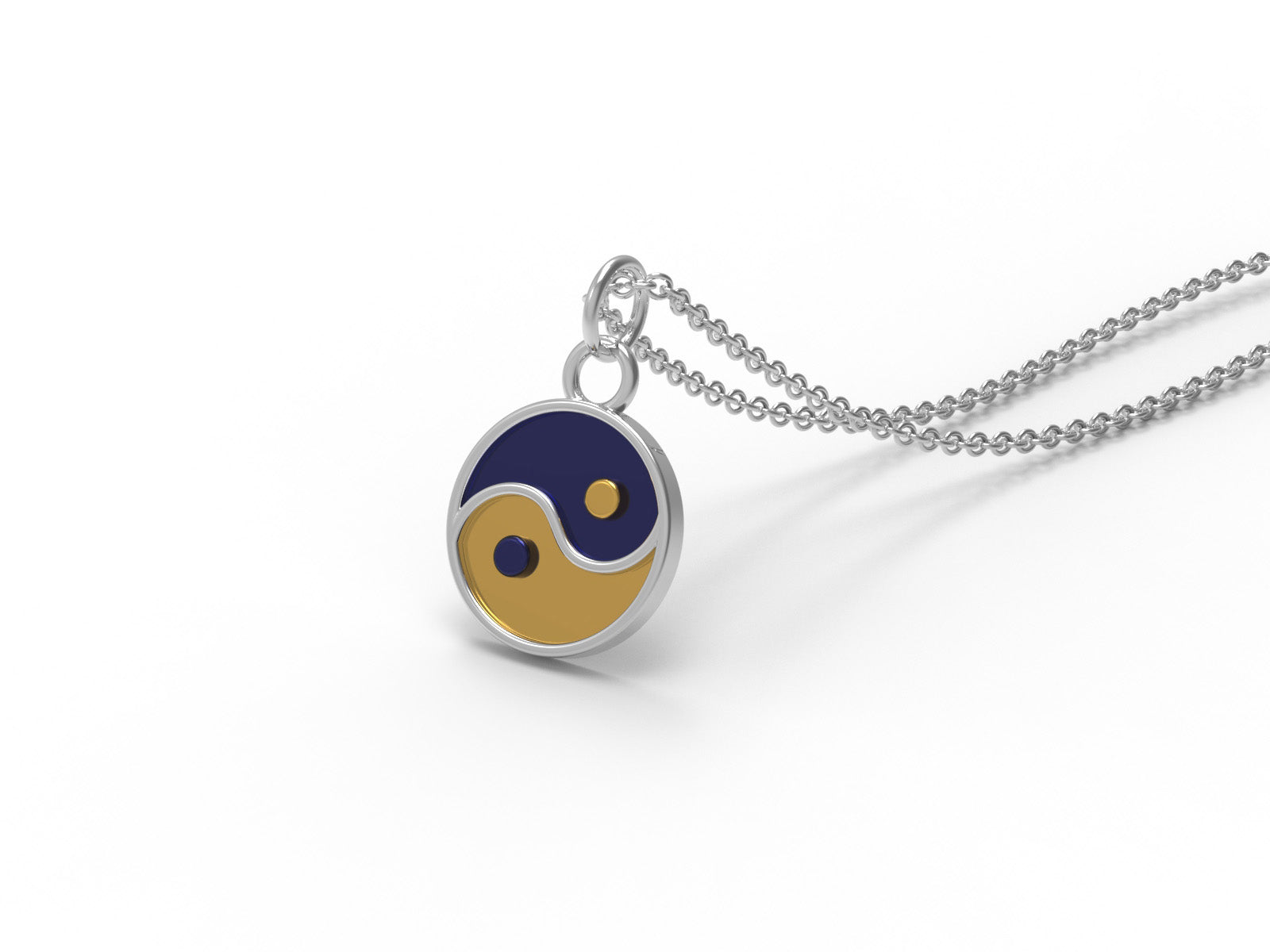 Yin Yang Enamel Symbolic Harmony Necklace - Sterling Silver