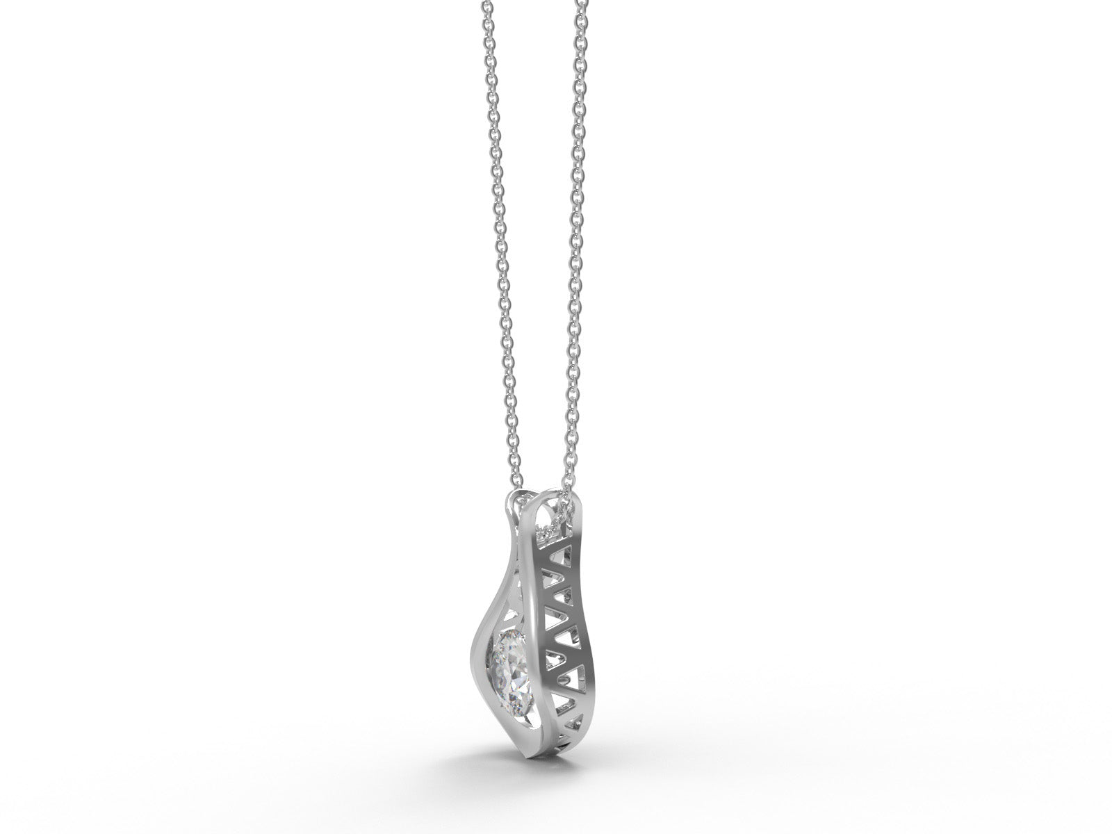 Moissanite Teardrop Solitaire Pendant - Sterling Silver