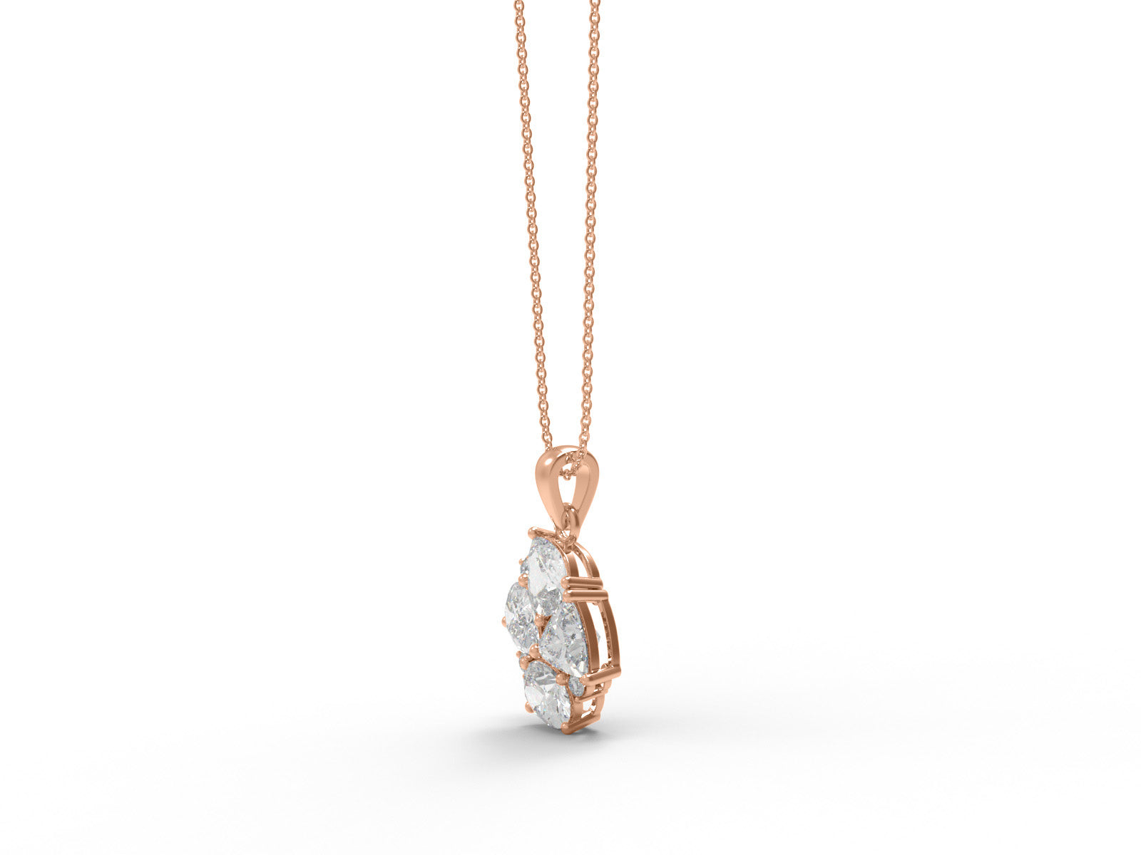 Moissanite Asymmetrical Floral Cluster Pendant - Sterling Silver