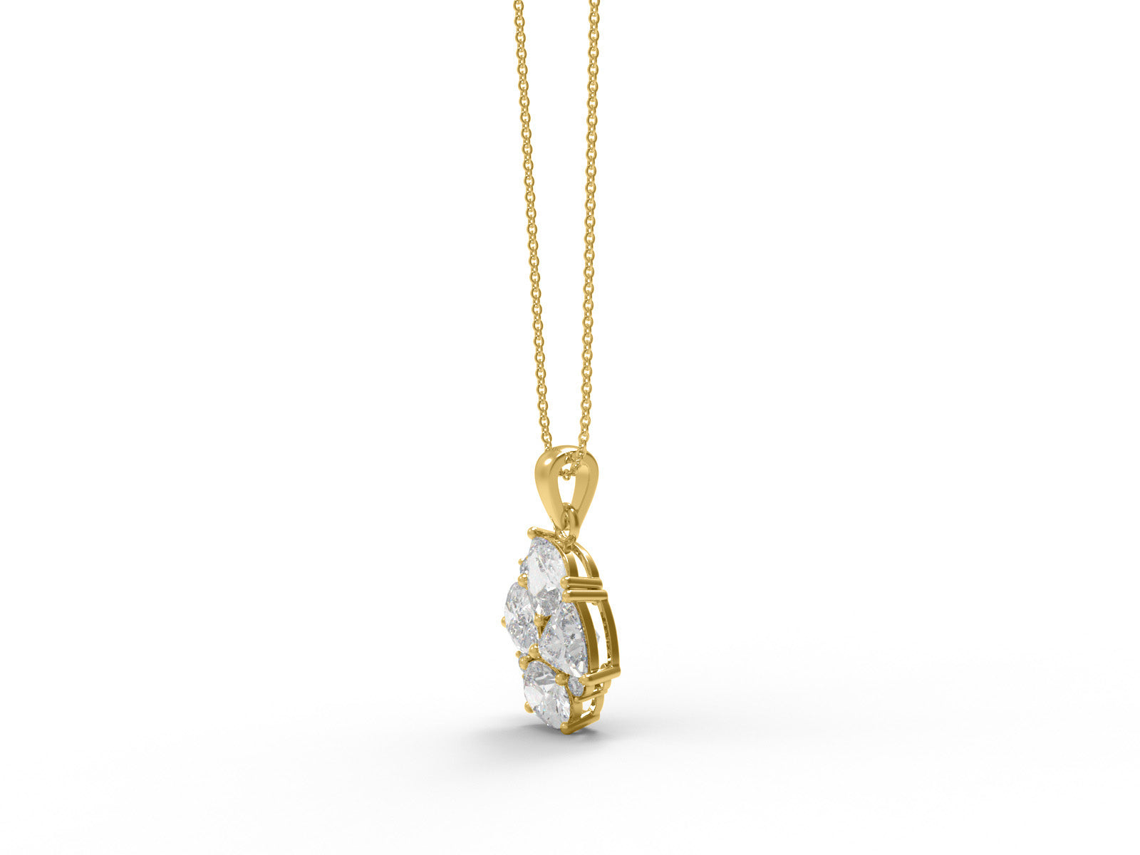 Moissanite Asymmetrical Floral Cluster Pendant - Sterling Silver