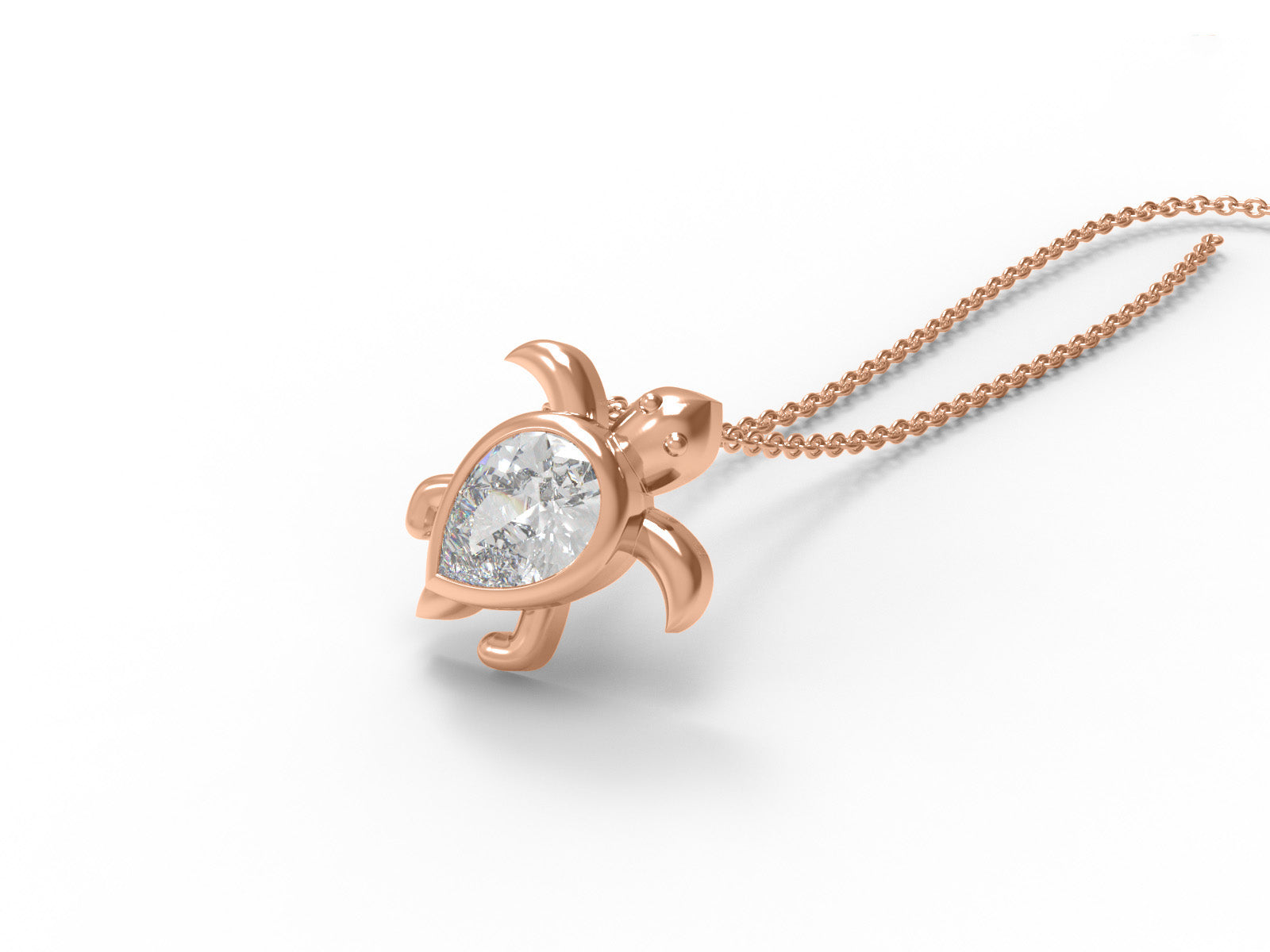 Moissanite Turtle Pendant Necklace - Sterling Silver