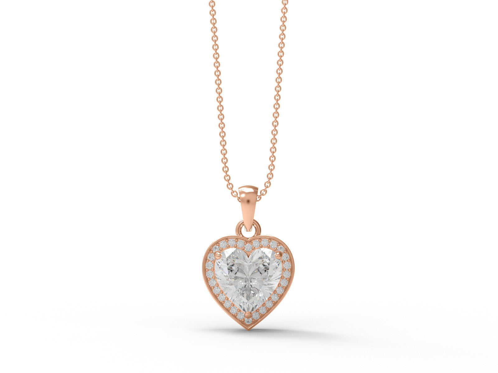 Moissanite Heart-Shaped Halo Pendant Necklace - Sterling Silver