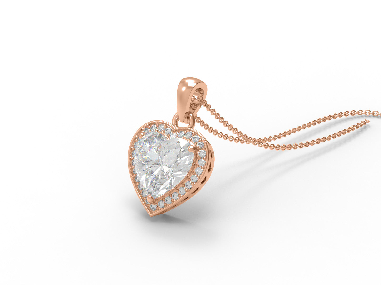 Moissanite Heart-Shaped Halo Pendant Necklace - Sterling Silver