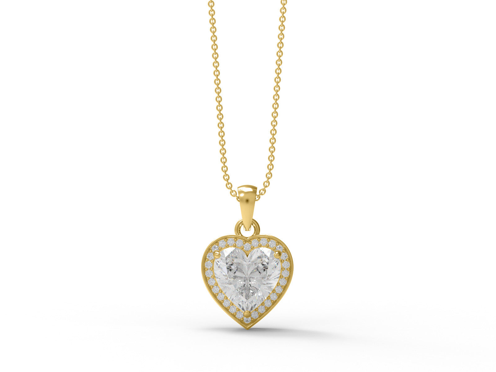 Moissanite Heart-Shaped Halo Pendant Necklace - Sterling Silver