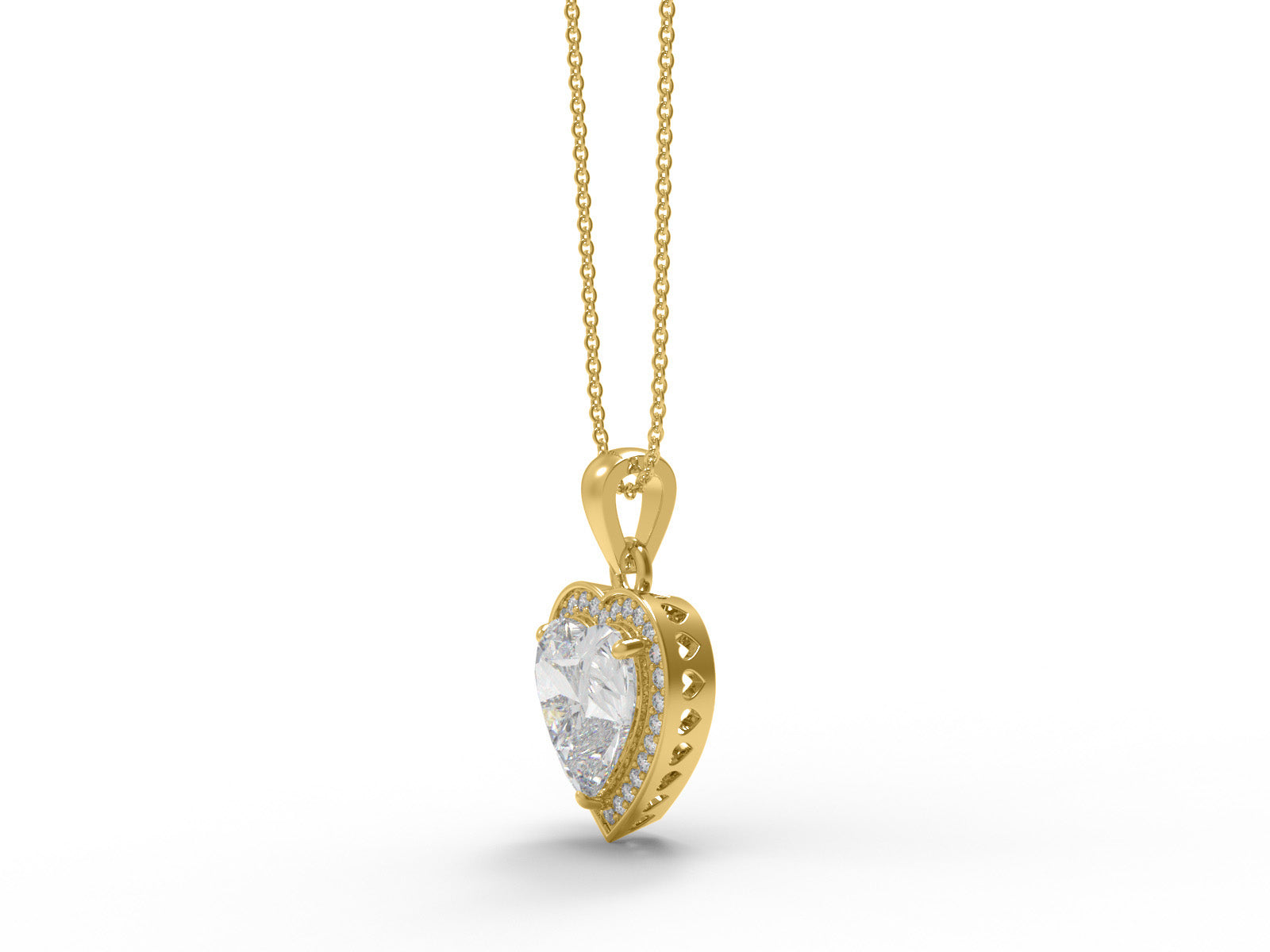 Moissanite Heart-Shaped Halo Pendant Necklace - Sterling Silver