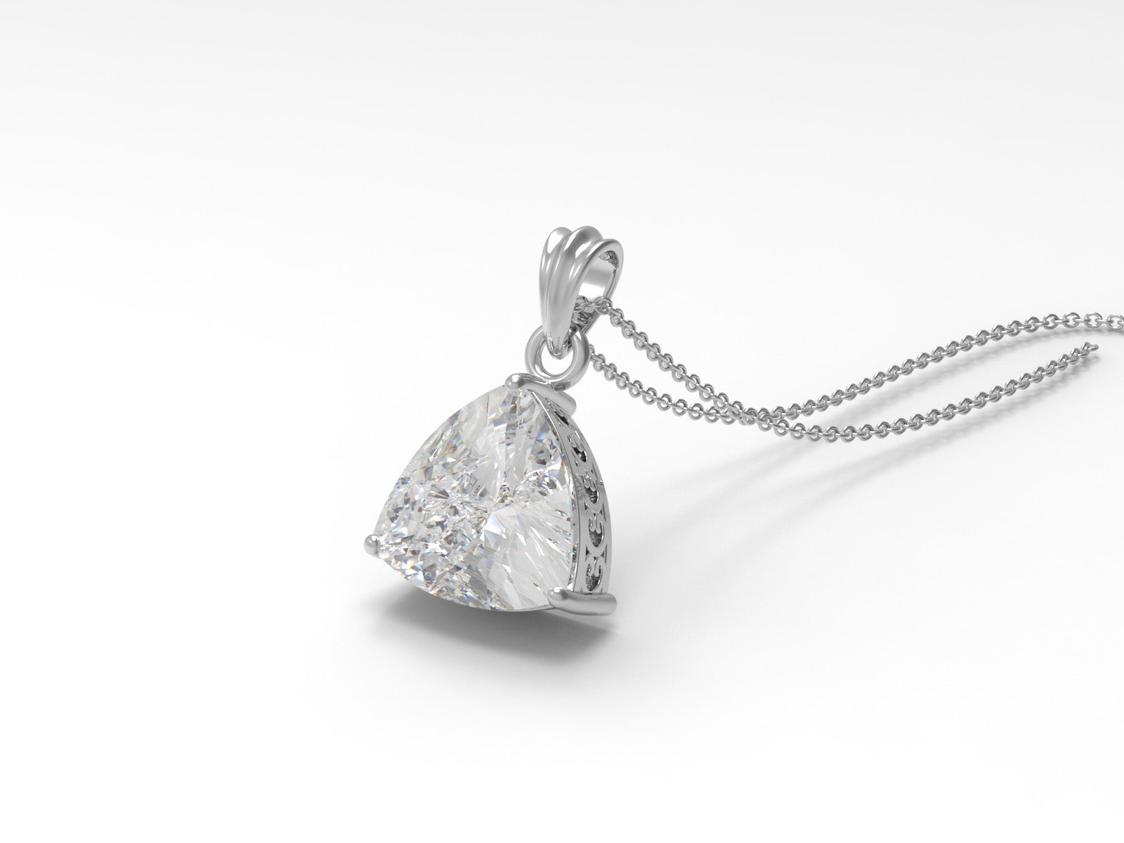 Moissanite Trillion Cut Solitaire Pendant - 925 Sterling Silver