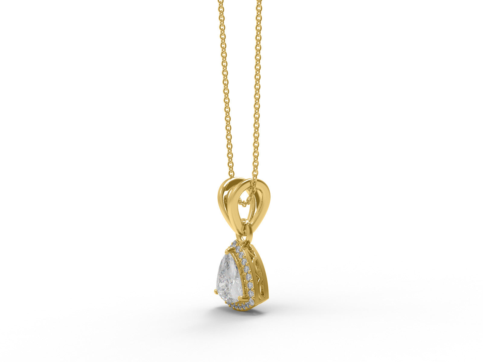 Moissanite Trillion Cut Halo Accents Pendant  - Sterling Silver
