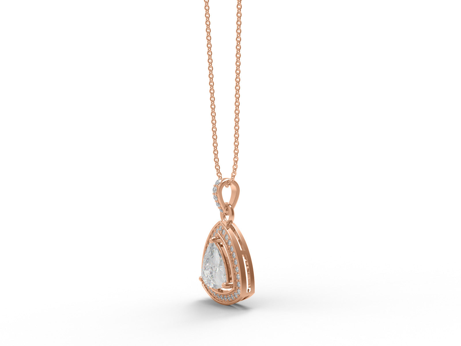 Moissanite Trillion Cut Halo Pendant - Sterling Silver