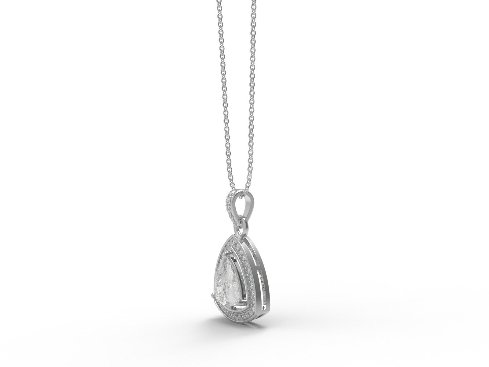 Moissanite Trillion Cut Halo Pendant - Sterling Silver