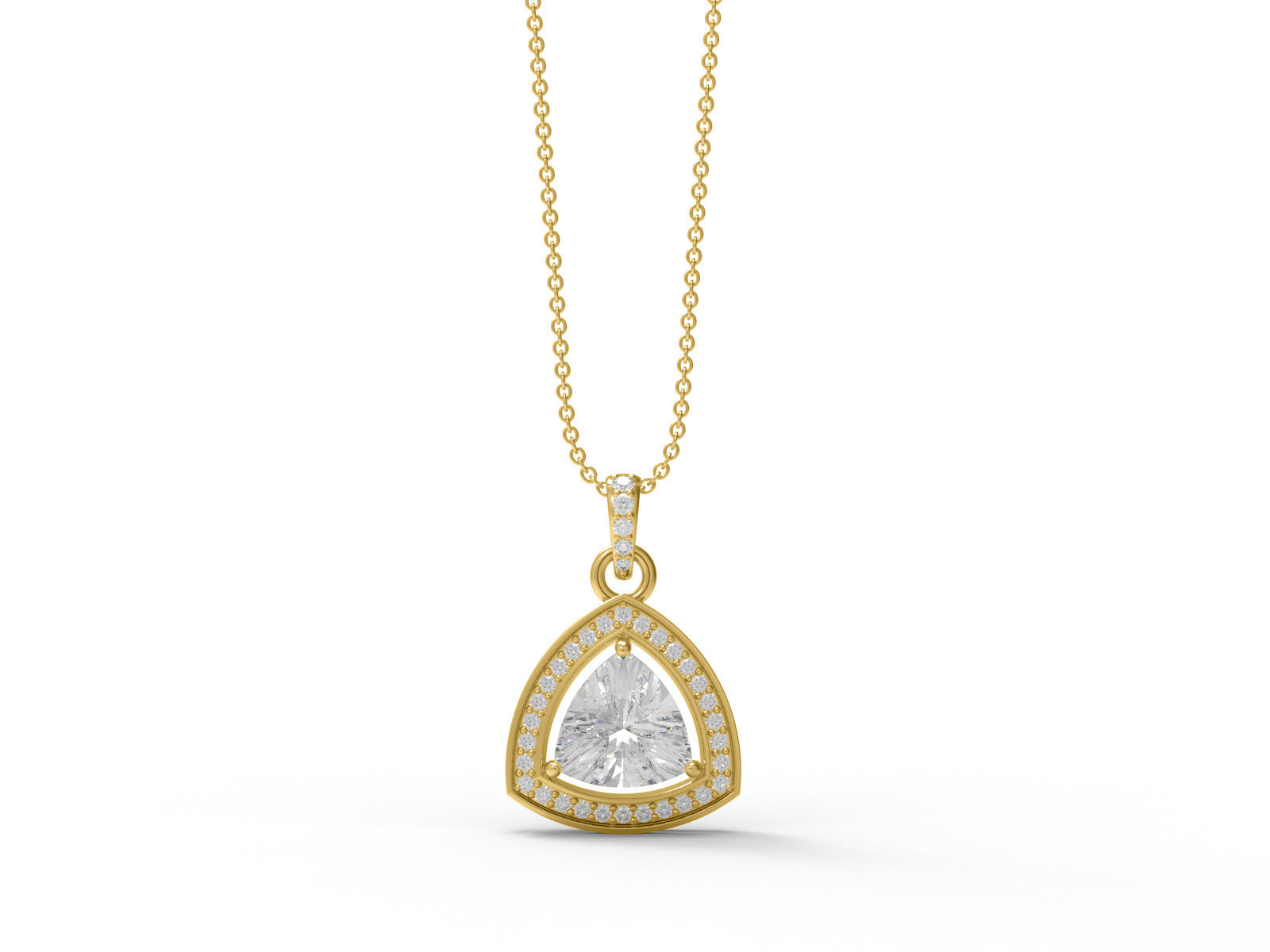 Moissanite Trillion Cut Halo Pendant - Sterling Silver