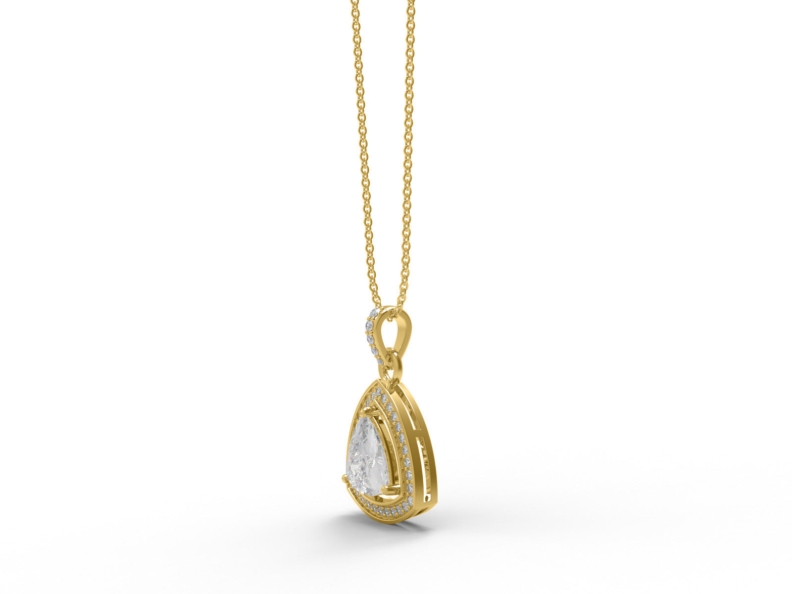 Moissanite Trillion Cut Halo Pendant - Sterling Silver