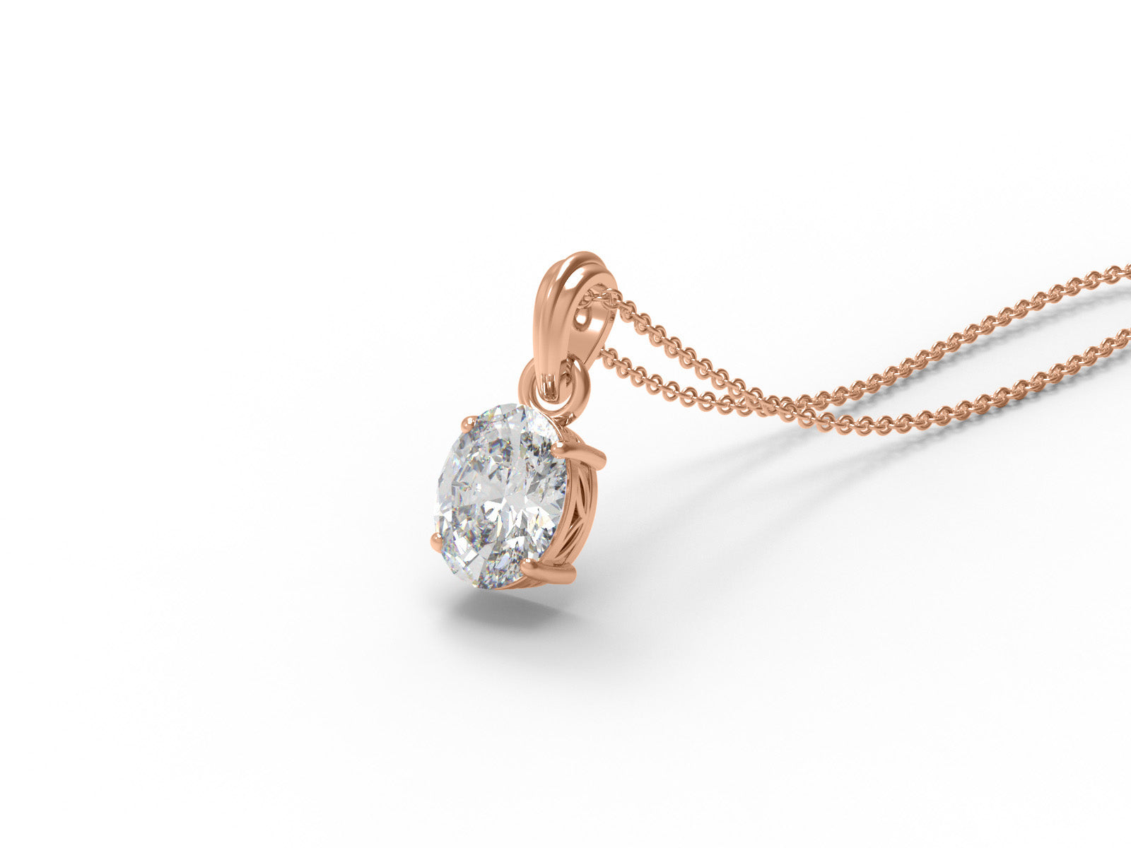 Moissanite Classic Oval Solitaire Pendant - Sterling Silver