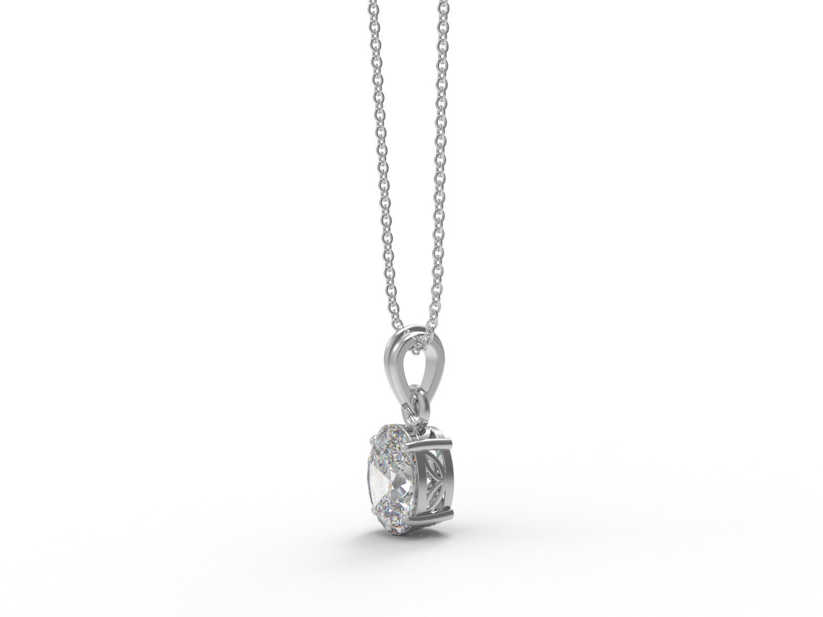 Moissanite Classic Oval Solitaire Pendant - Sterling Silver