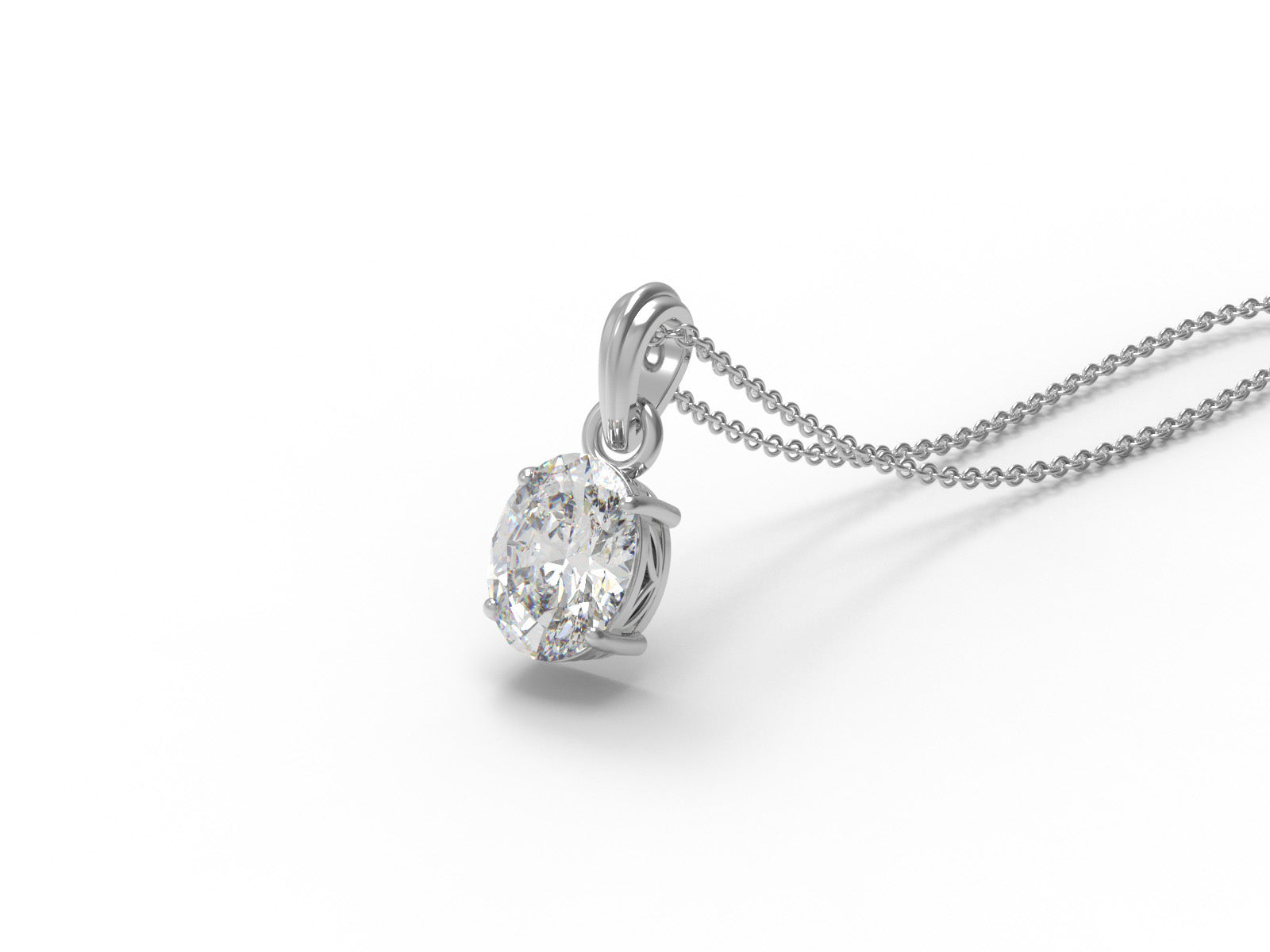 Moissanite Classic Oval Solitaire Pendant - Sterling Silver