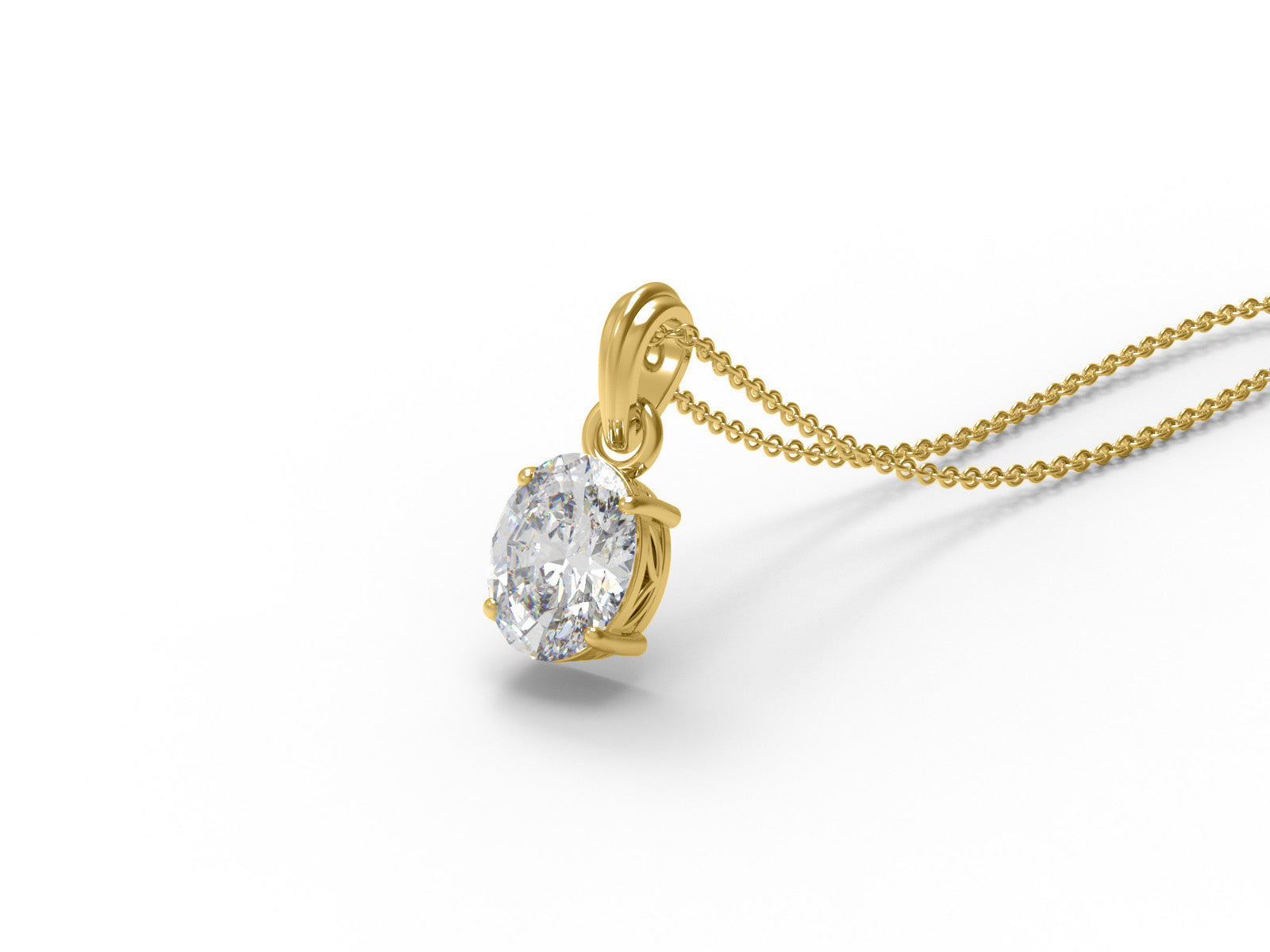 Moissanite Classic Oval Solitaire Pendant - Sterling Silver
