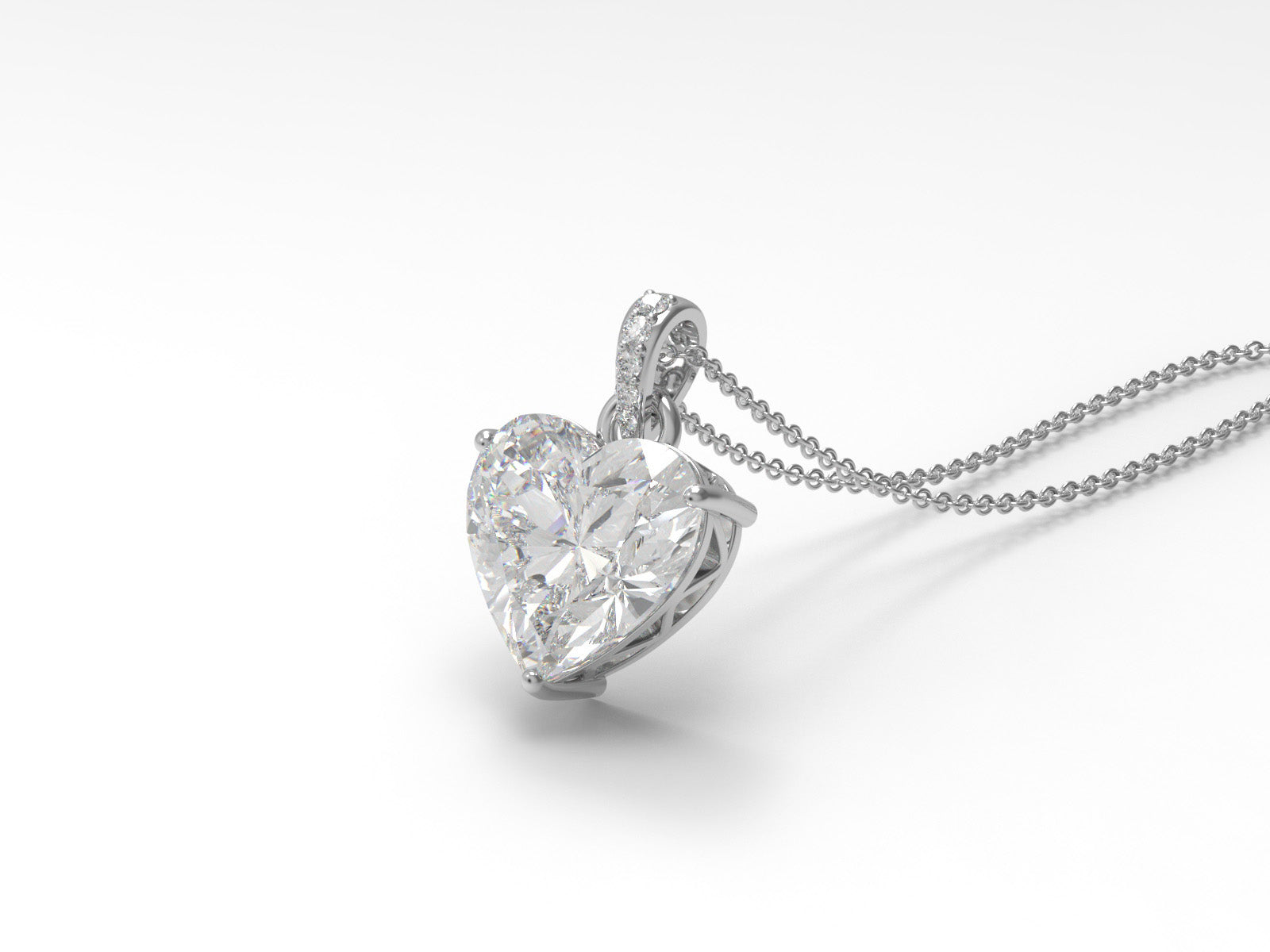 Moissanite Heart Solitaire Pendant Necklace - Sterling Silver