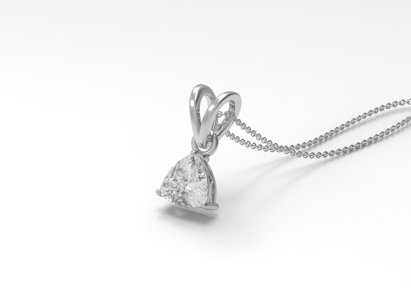 Moissanite Trillion Solitaire Pendant Necklace - Sterling Silver