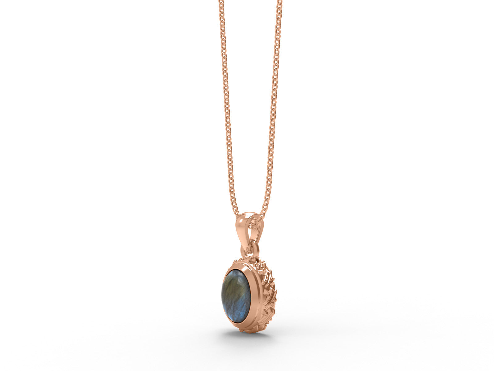 Labradorite Oval Solitaire Necklace - Sterling Silver