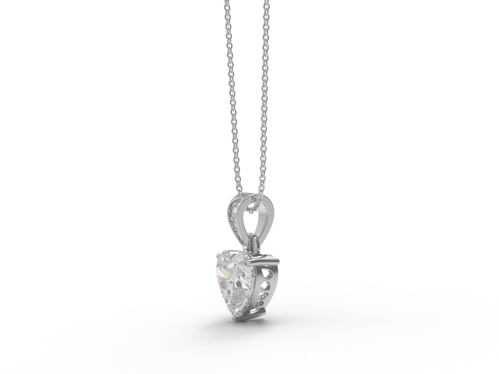 Moissanite Heart-Shaped Drop Love Pendant - Sterling Silver